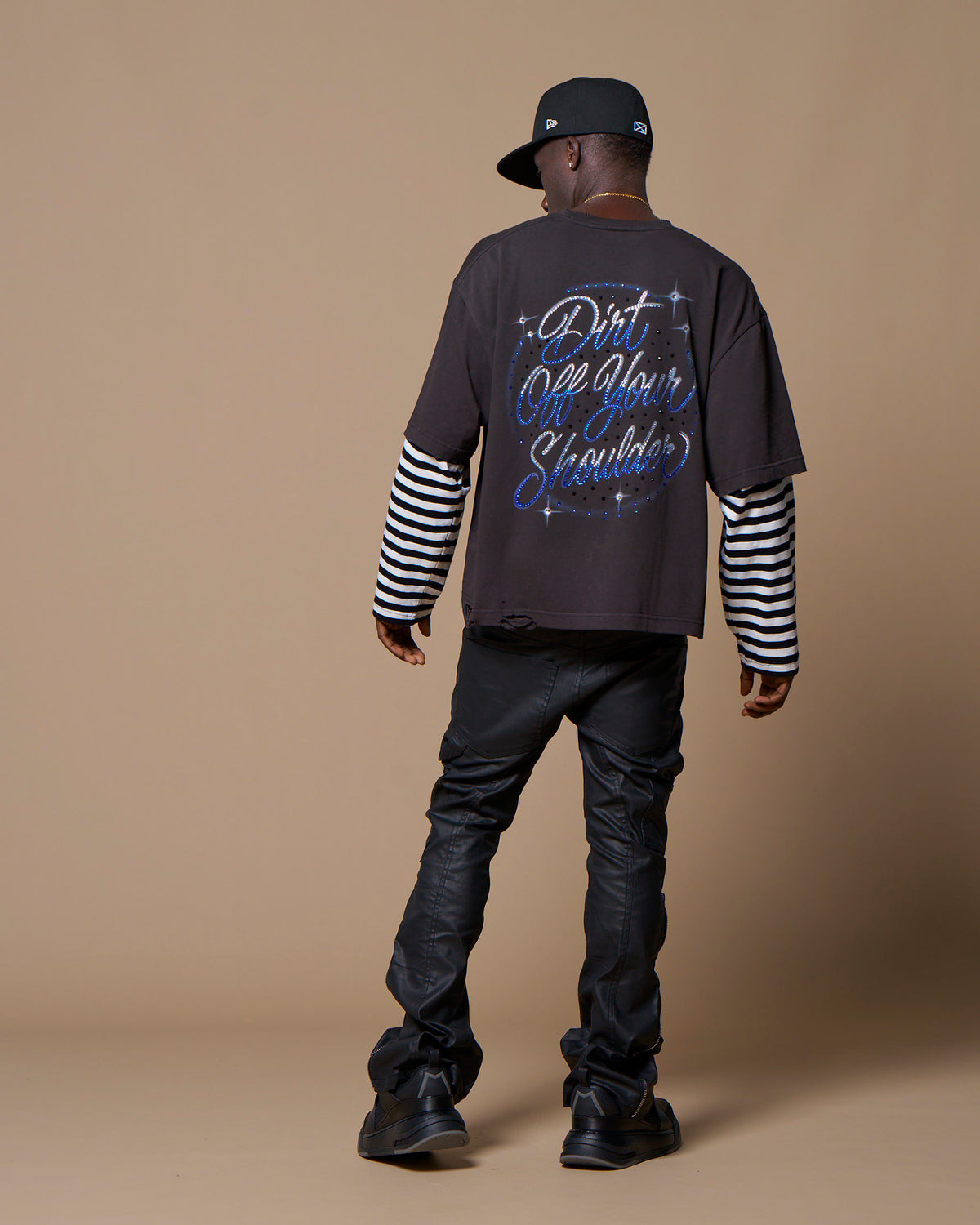 BKNY LAYERED LS TEE - WASHED BLACK