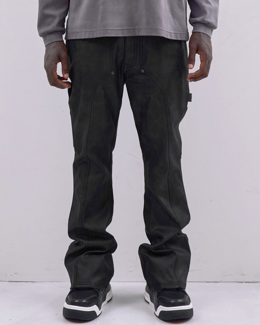 FAUX LEATHER HOLSTER PANTS - BLACK