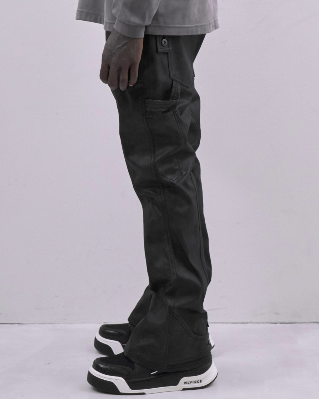 FAUX LEATHER HOLSTER PANTS - BLACK