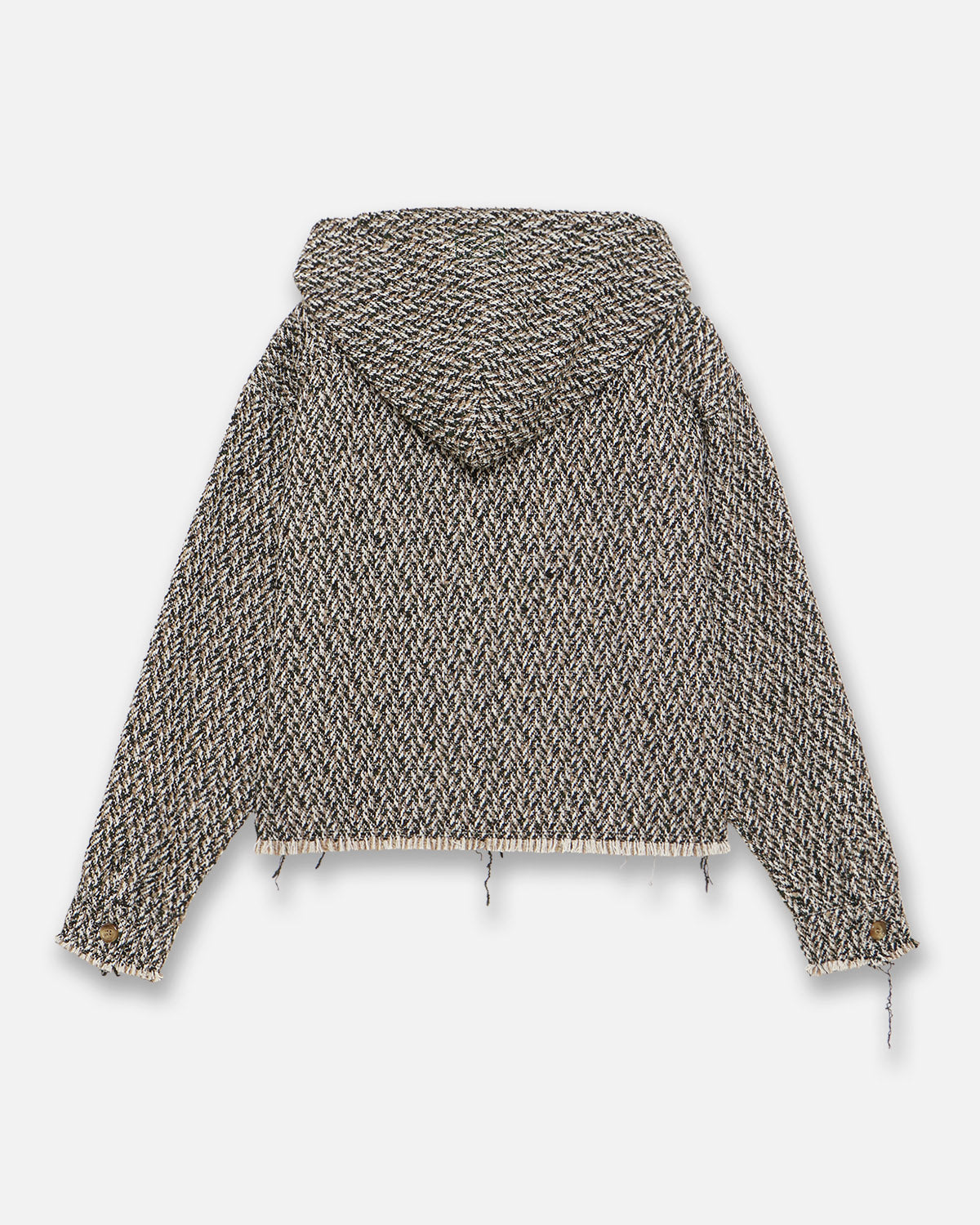 HERRINGBONE CROPPED HOODY - GREEN