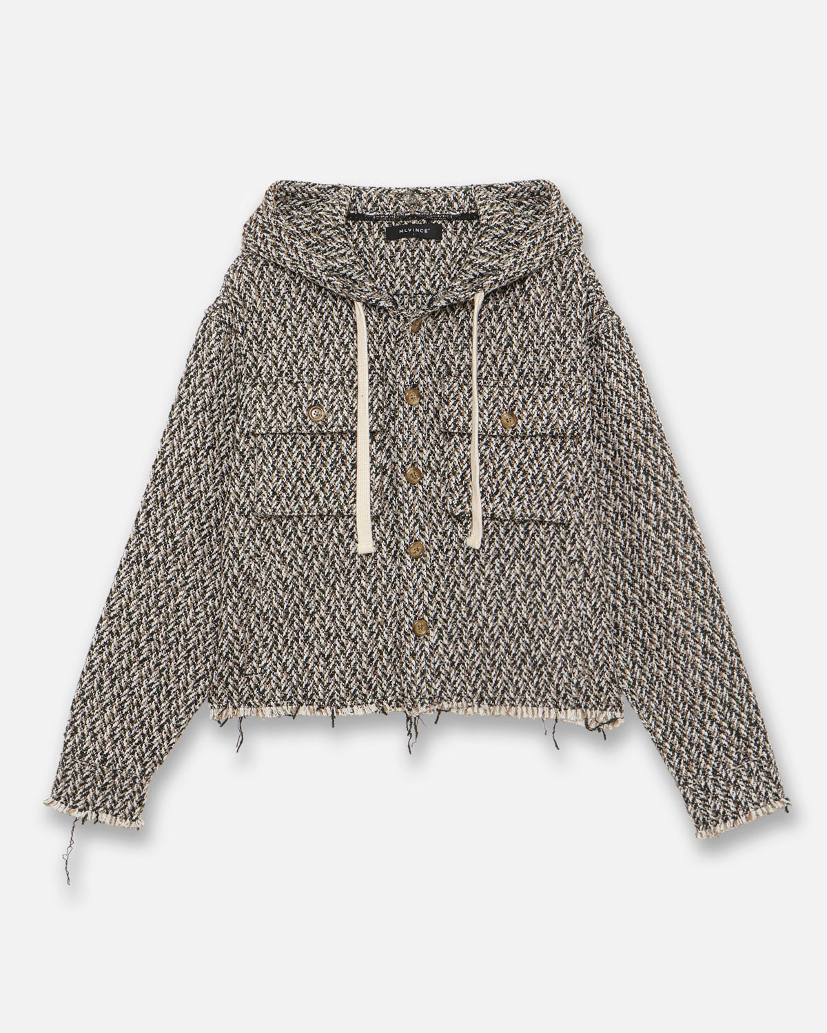HERRINGBONE CROPPED HOODY - GREEN