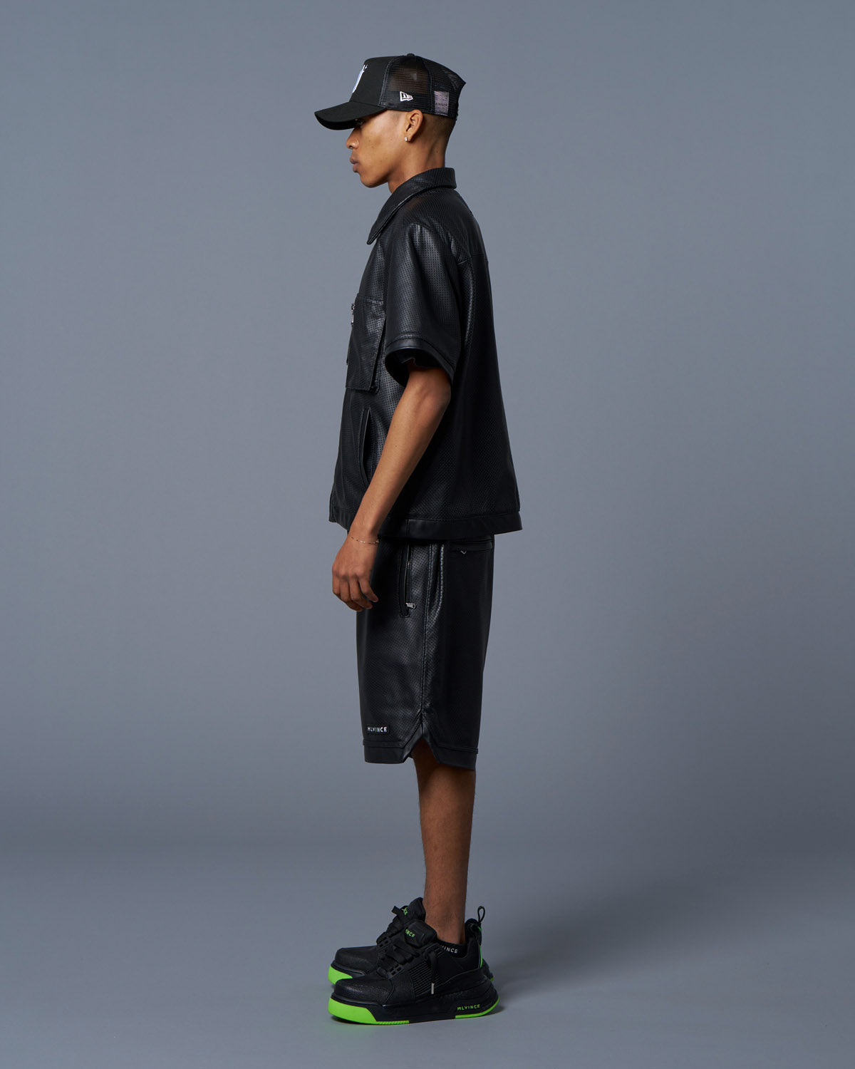 LEATHER S/S SHIRT - BLACK