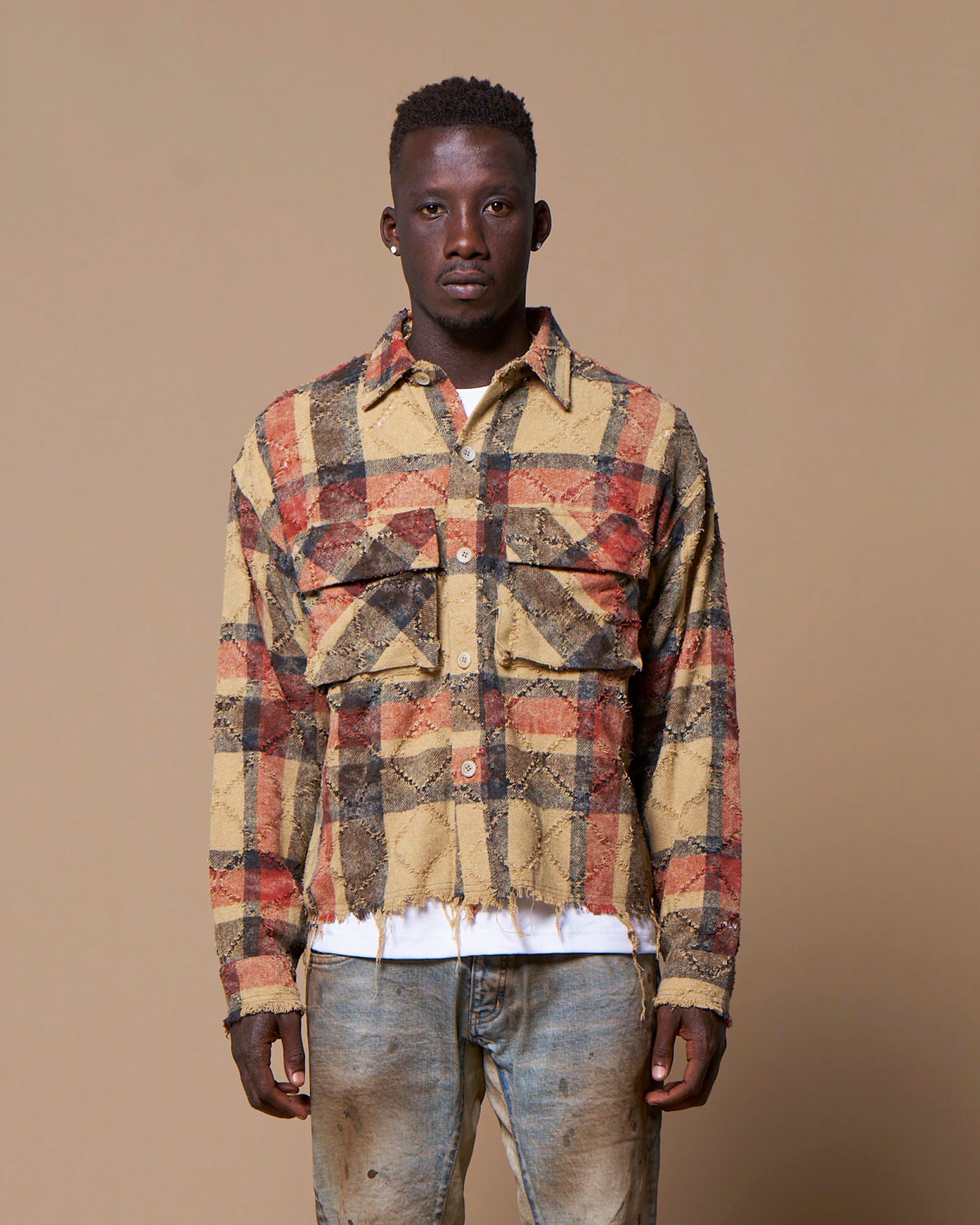 DISTRESSED CHECK SHIRTS - RED