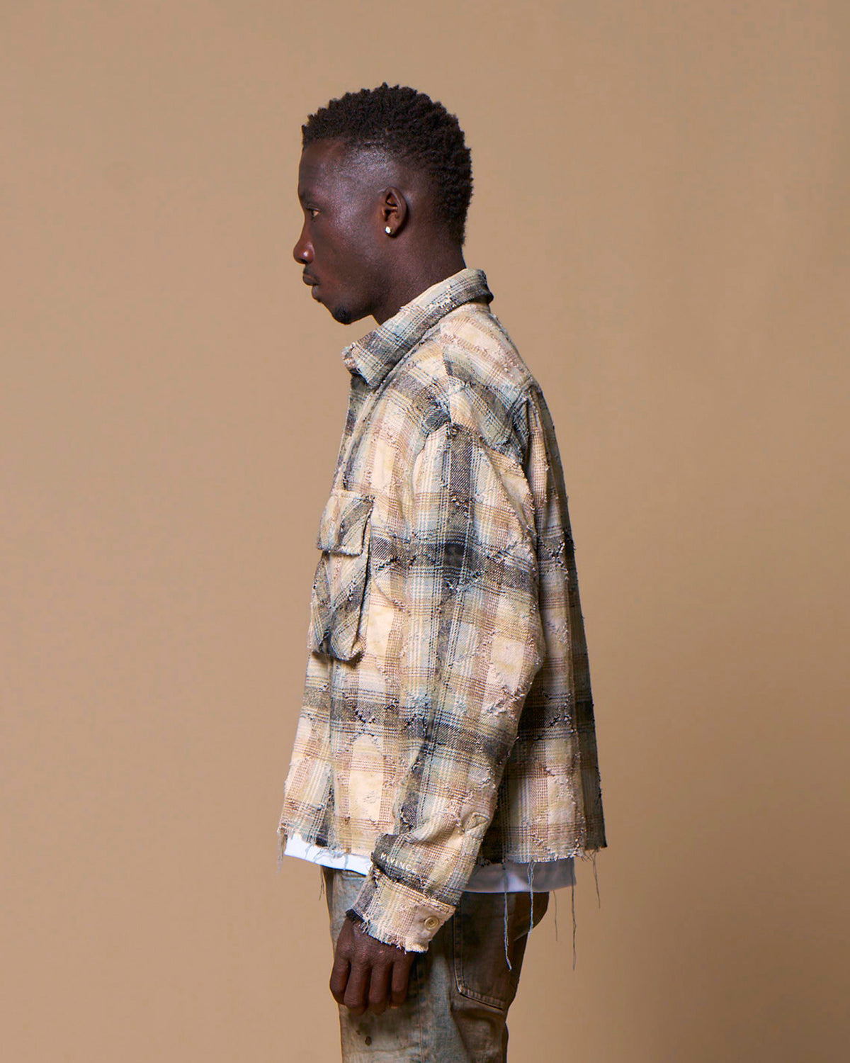 DISTRESSED CHECK SHIRTS - BLUE