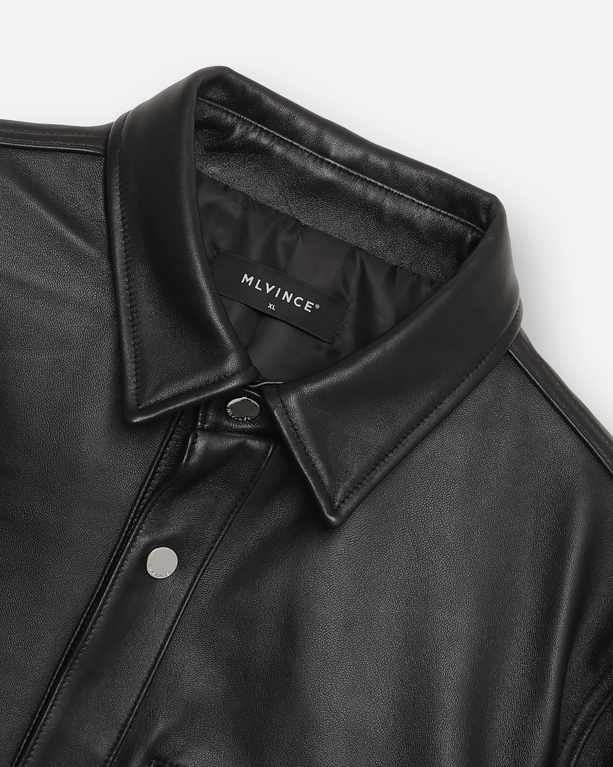 LEATHER BIKER SHIRT - BLACK