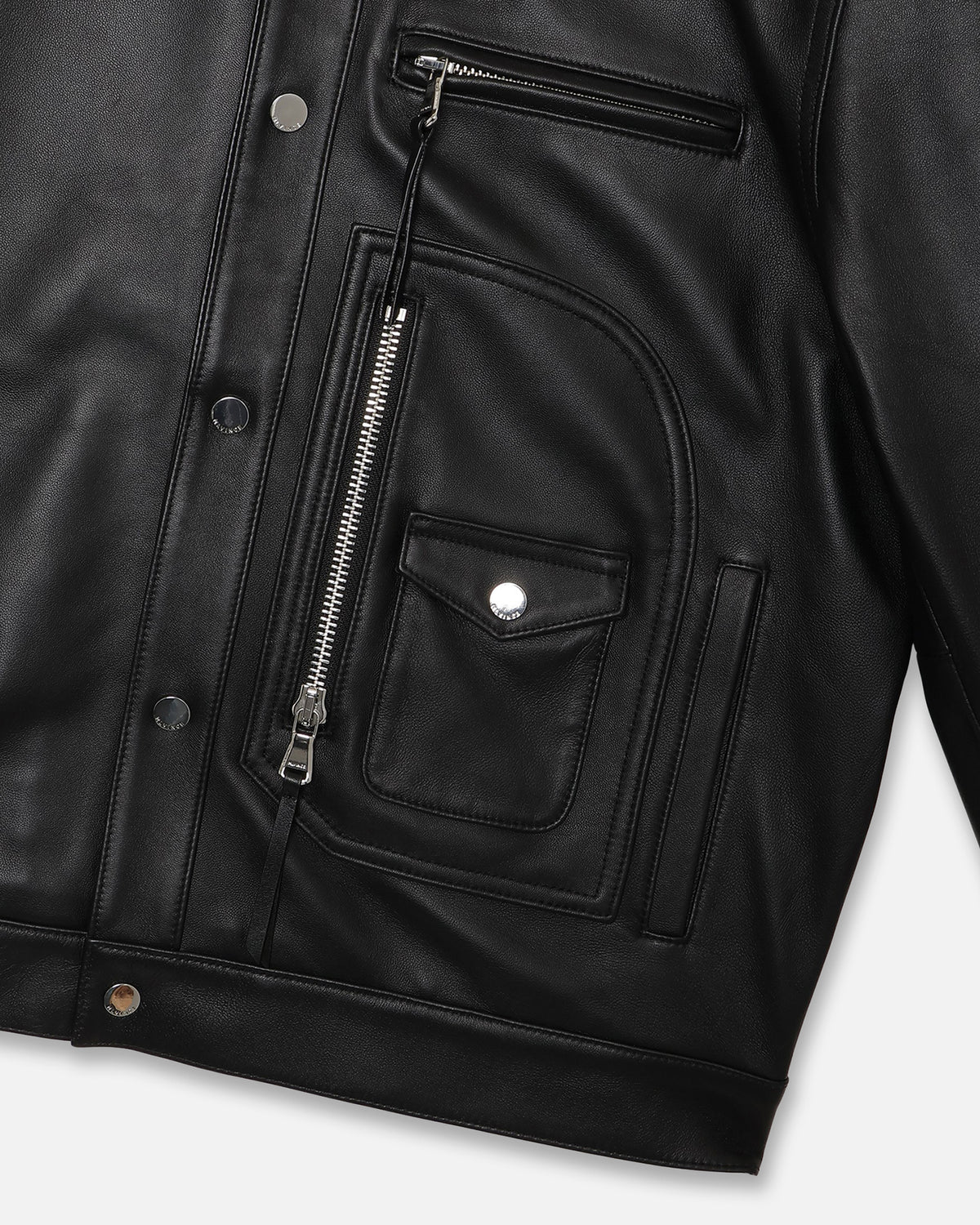 LEATHER BIKER SHIRT - BLACK