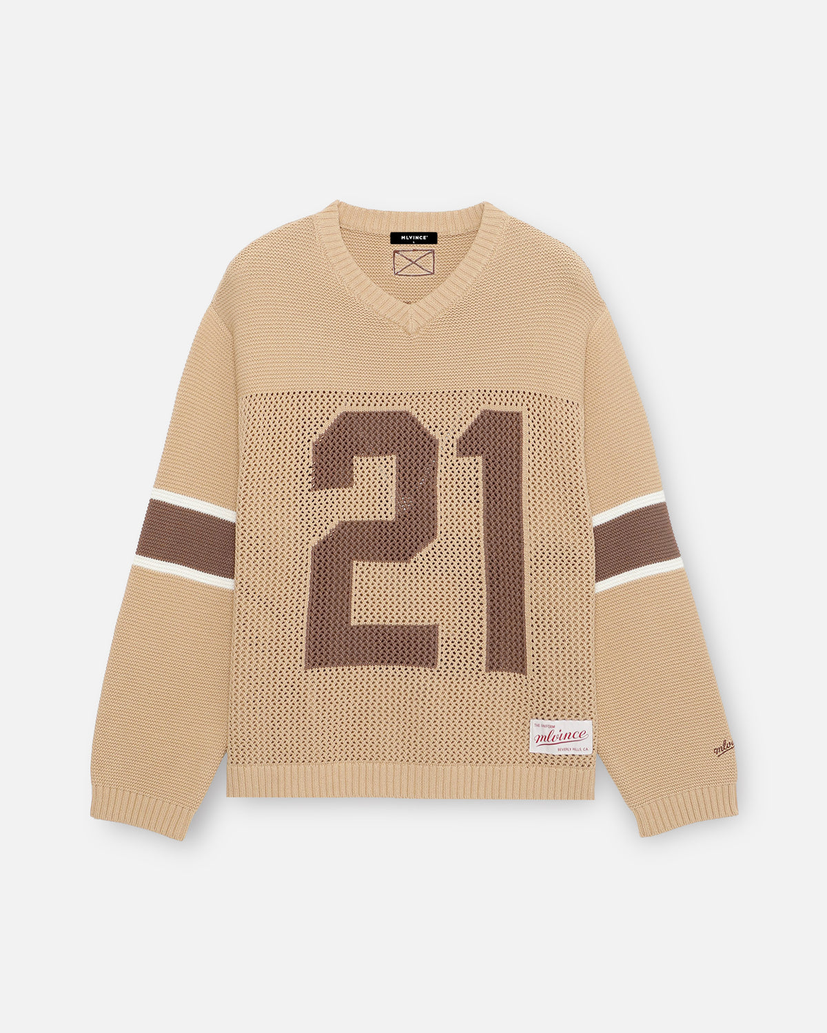 KNIT FOOTBALL TOP - BEIGE
