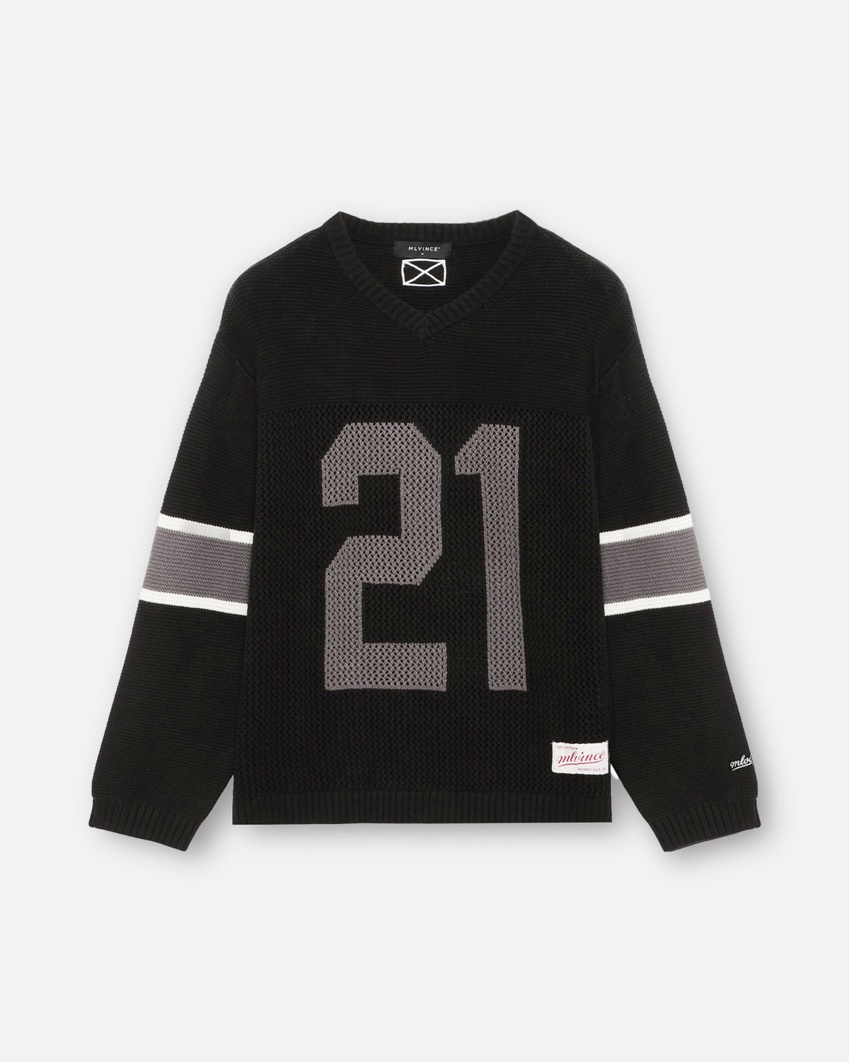 KNIT FOOTBALL TOP - BLACK