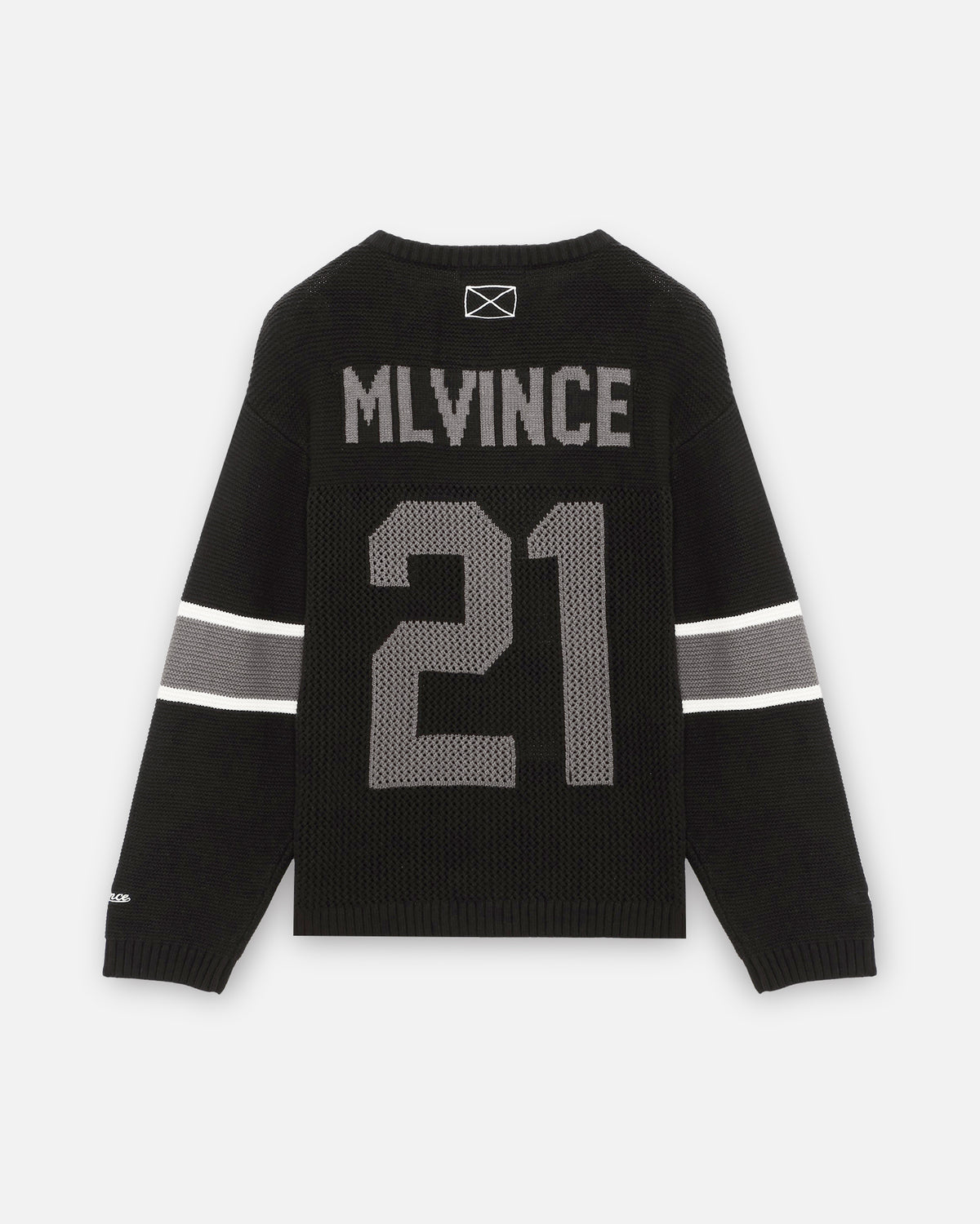 KNIT FOOTBALL TOP - BLACK
