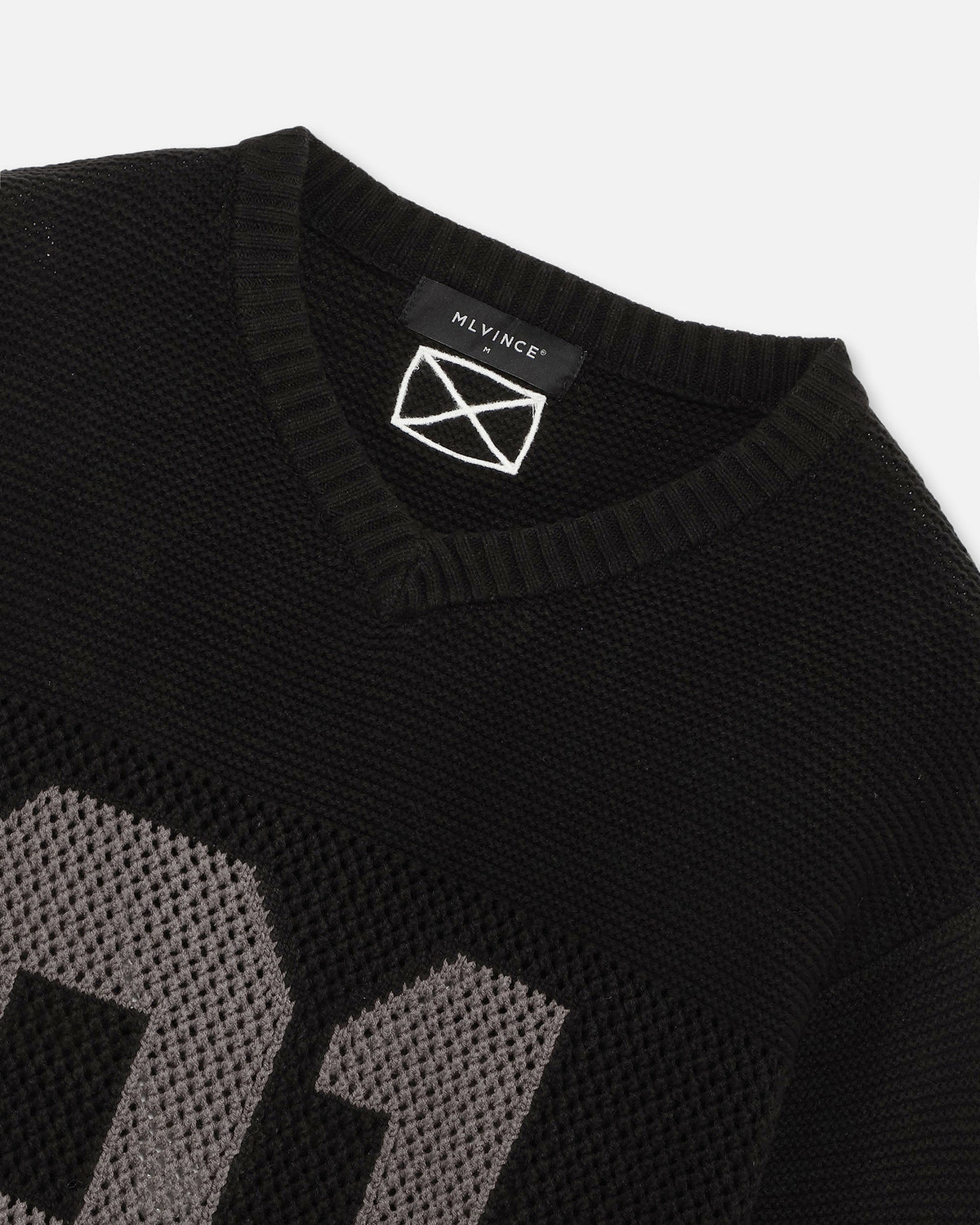 KNIT FOOTBALL TOP - BLACK