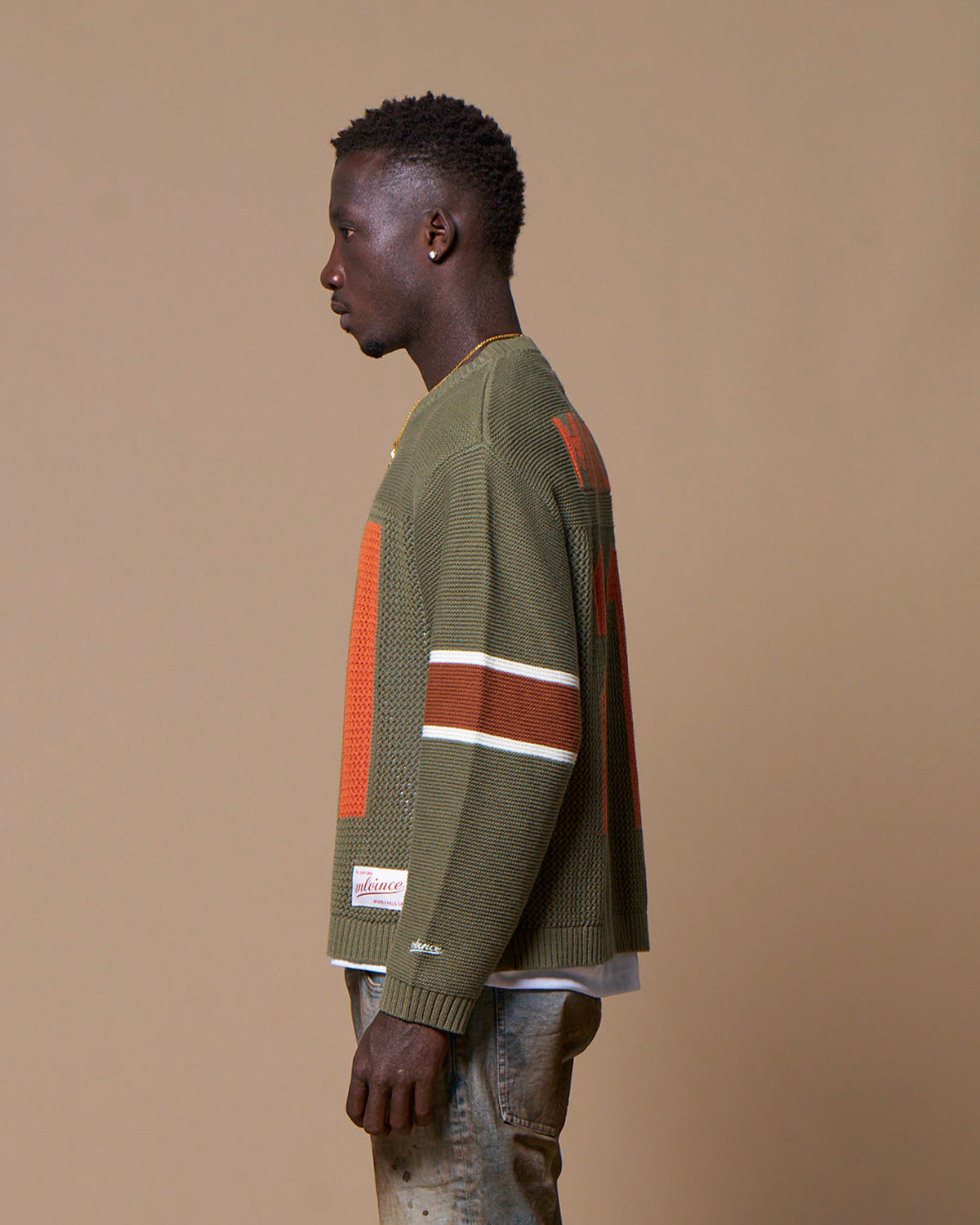 KNIT FOOTBALL TOP - OLIVE