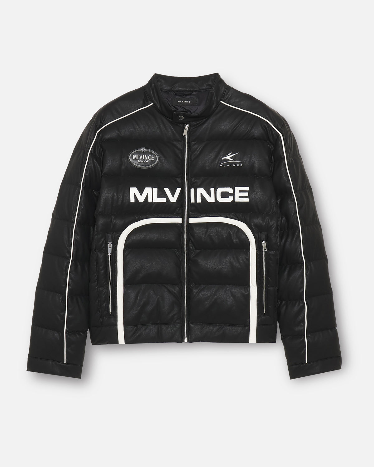 PUFFER BIKER JACKET - BLACK