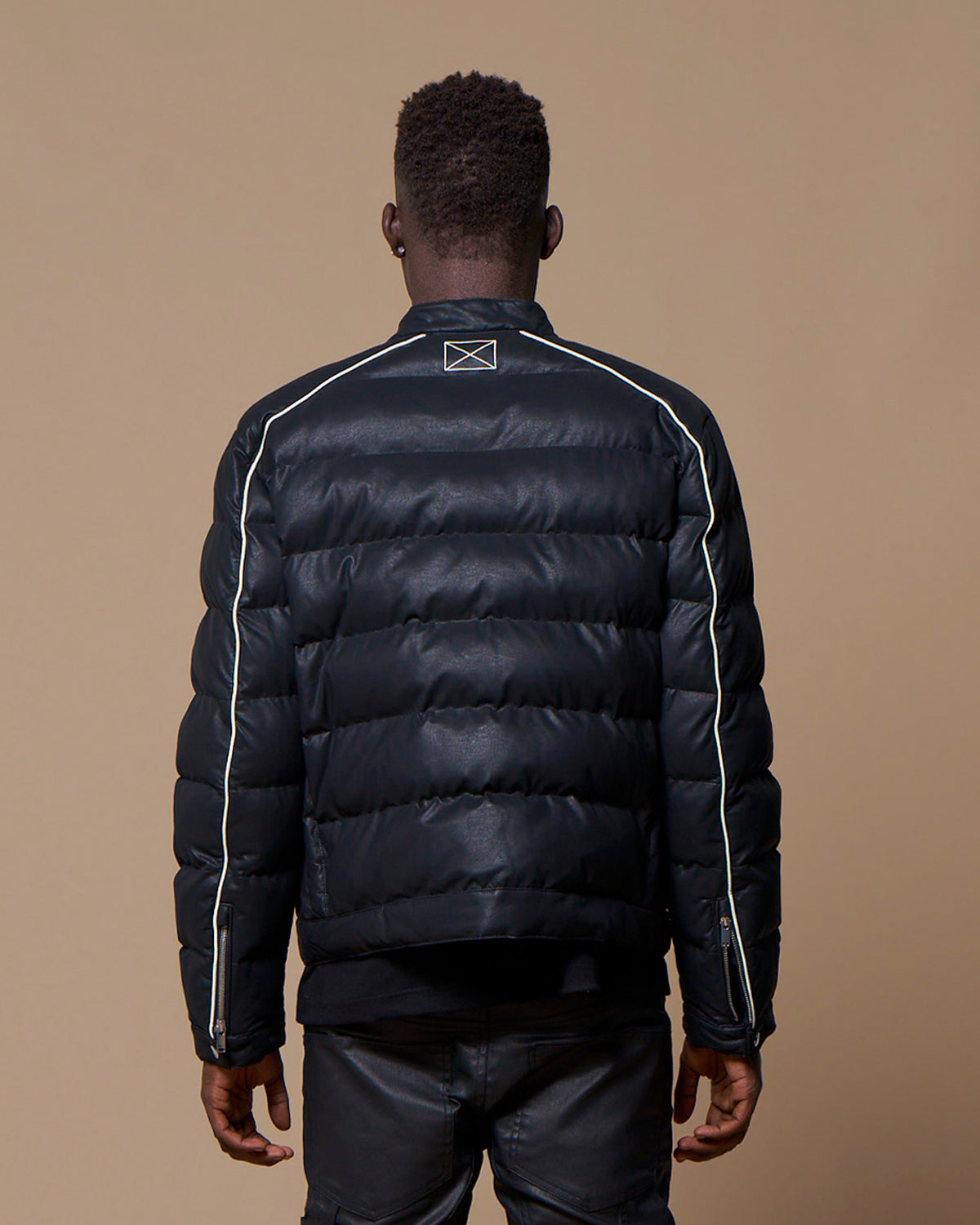 PUFFER BIKER JACKET - BLACK