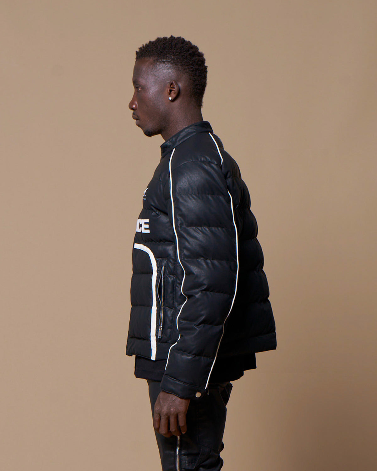 PUFFER BIKER JACKET - BLACK
