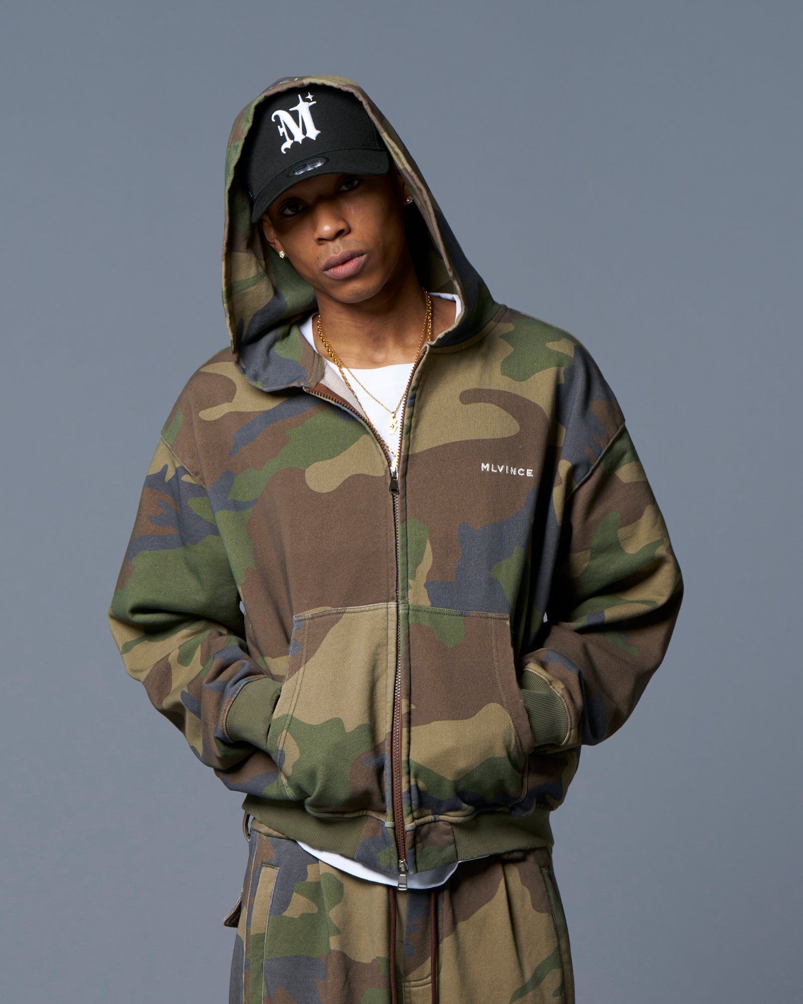 CLASSIC LOGO ZIP UP HOODY - WOODLAND