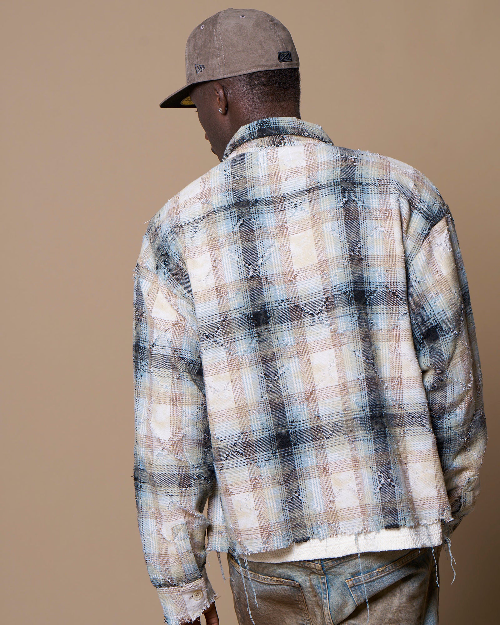 DISTRESSED CHECK SHIRTS - BLUE