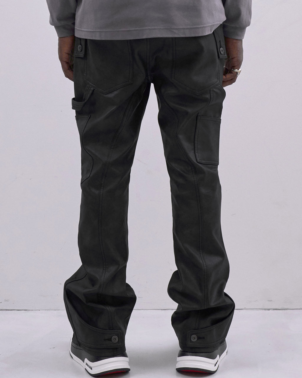 FAUX LEATHER HOLSTER PANTS - BLACK