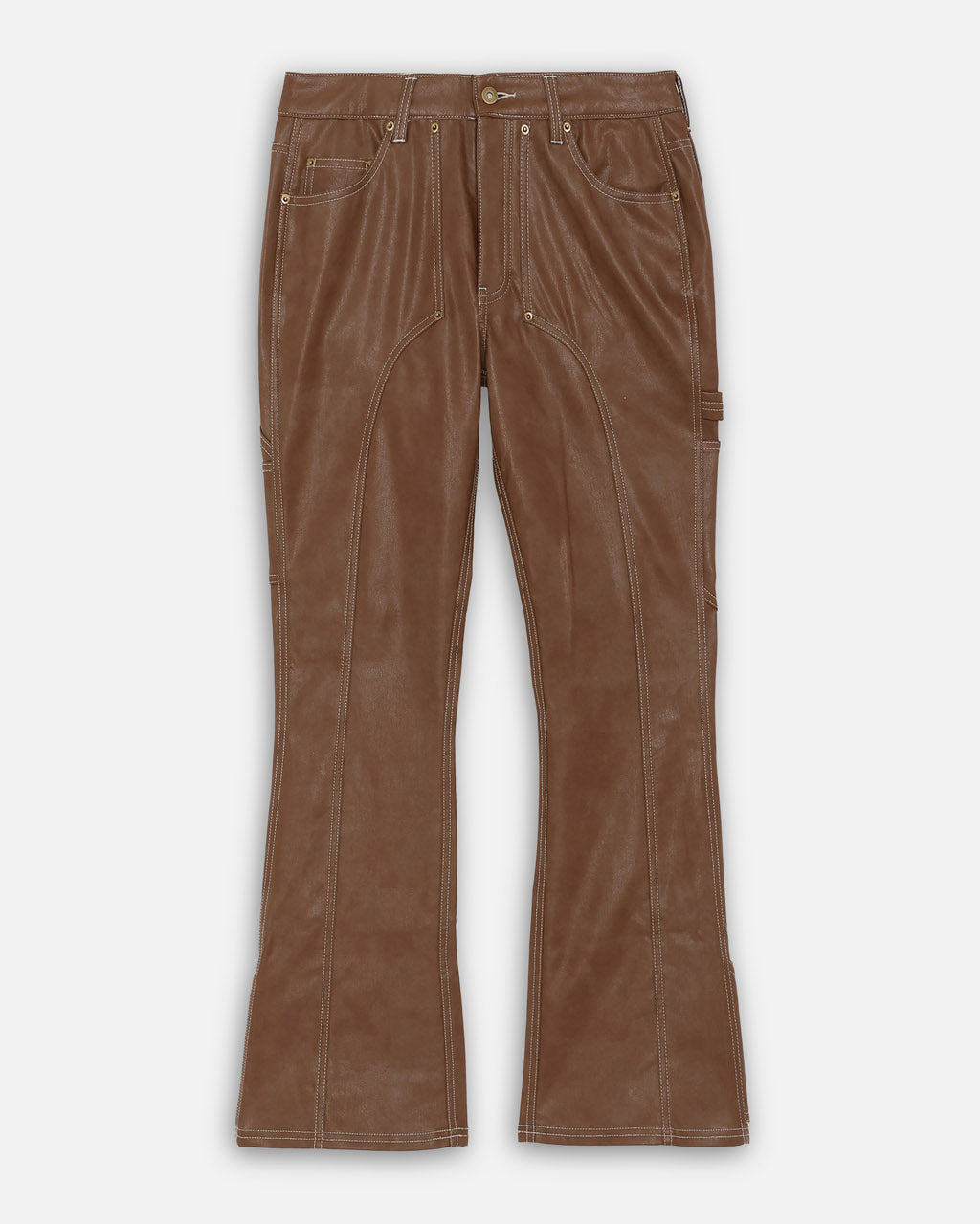 FAUX LEATHER HOLSTER PANTS - BROWN