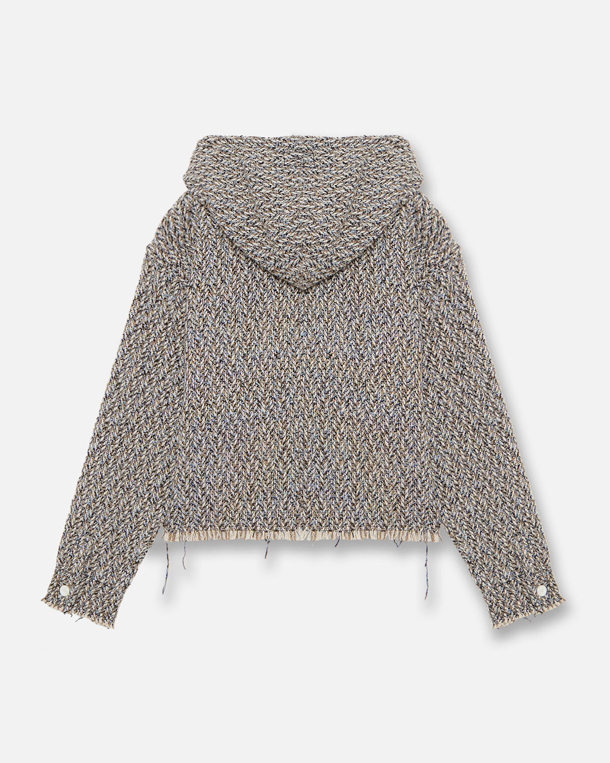 HERRINGBONE CROPPED HOODY - NAVY