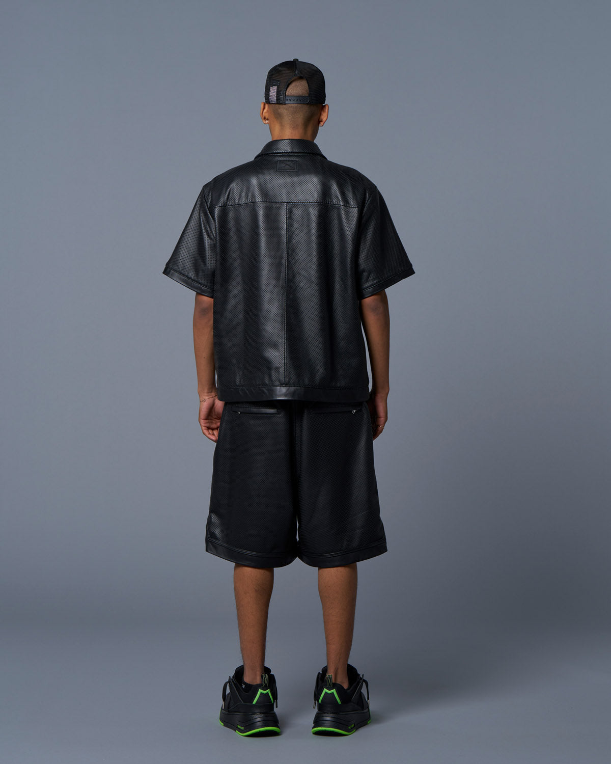 LEATHER S/S SHIRT - BLACK