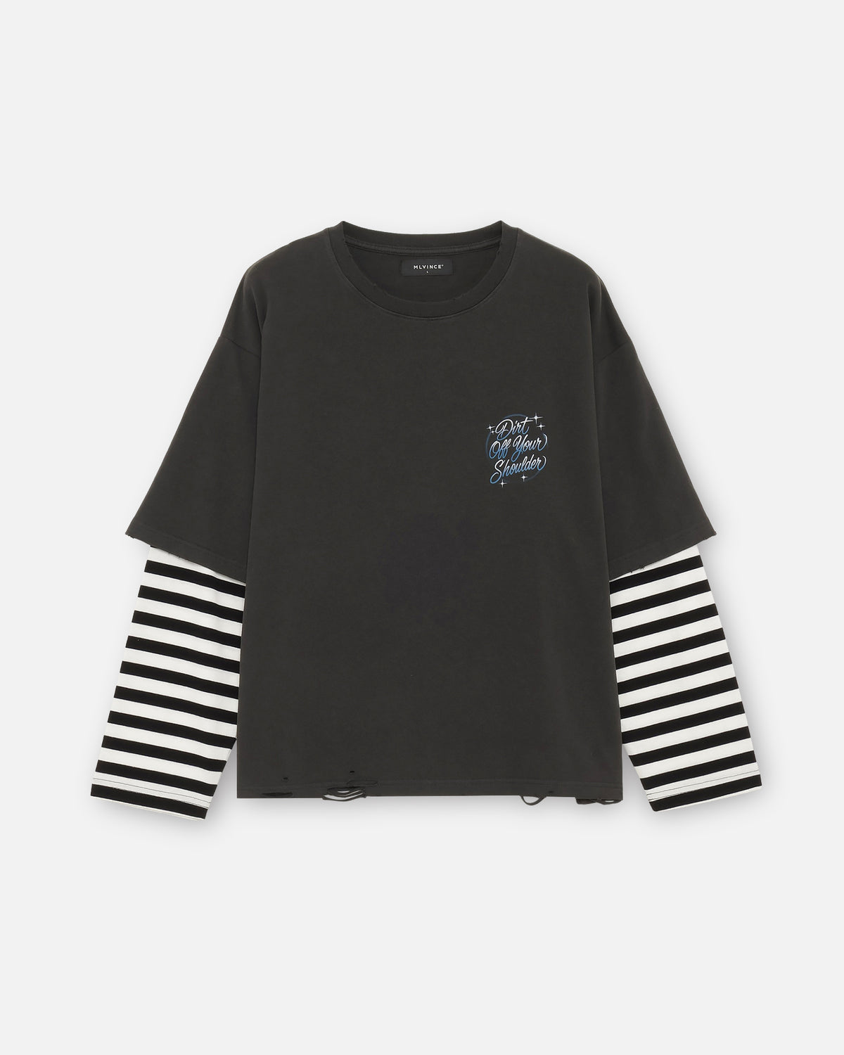 BKNY LAYERED LS TEE - WASHED BLACK