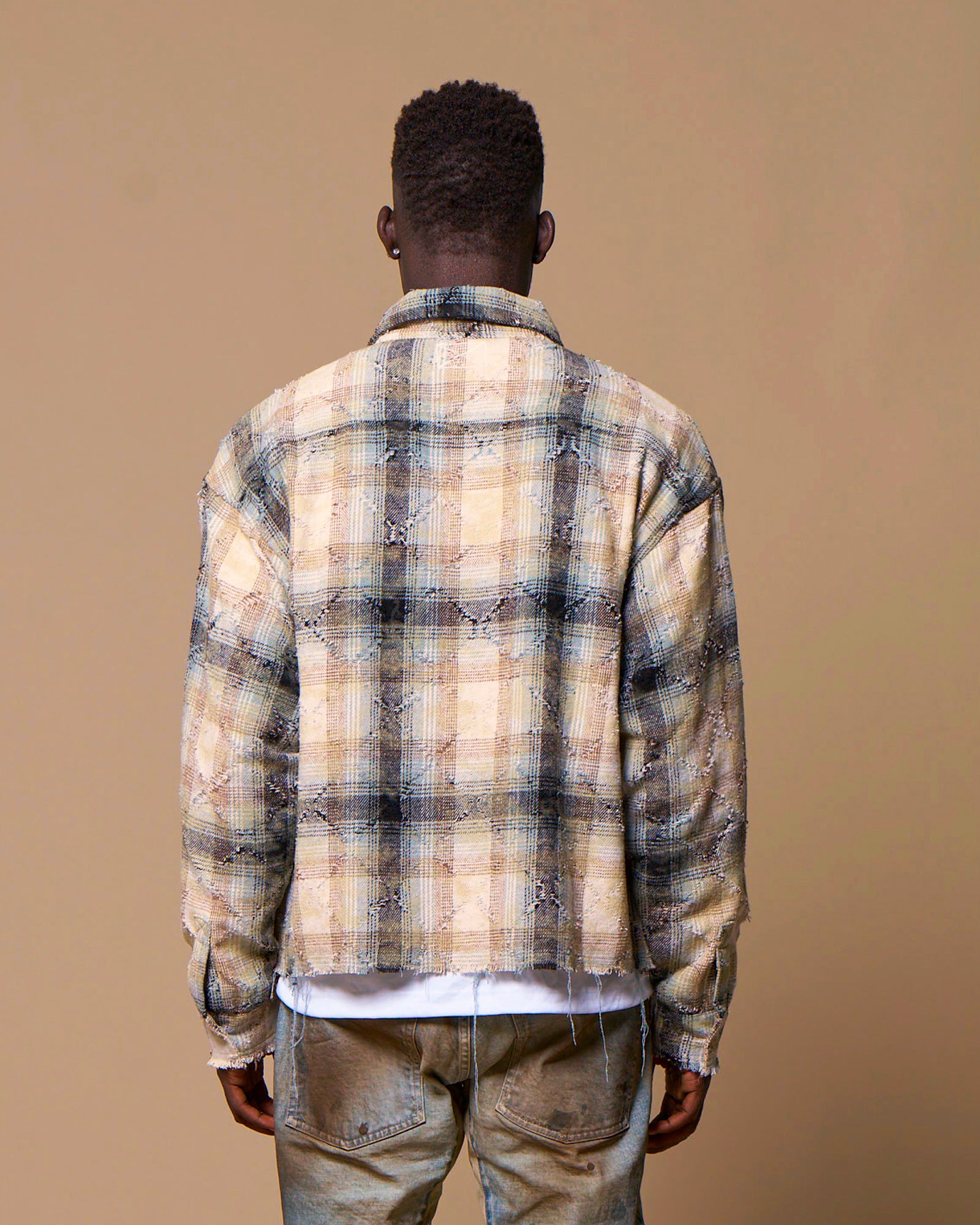 DISTRESSED CHECK SHIRTS - BLUE