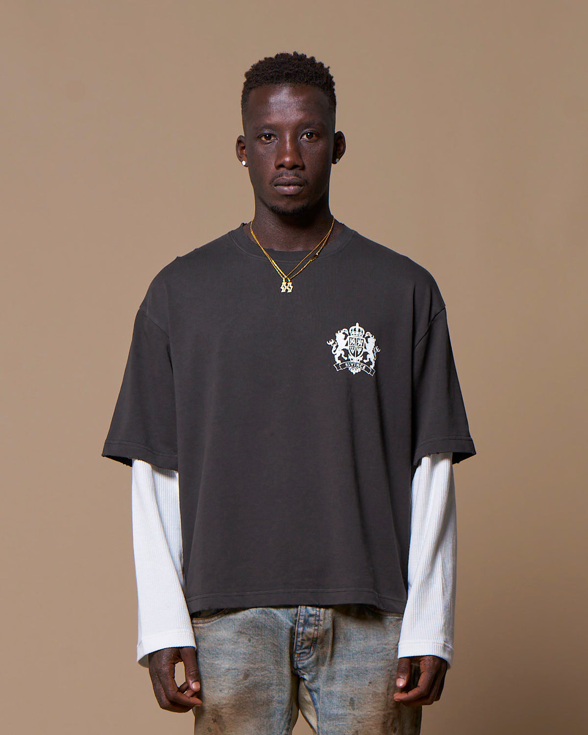 MLV HOTEL LAYERED LS TEE - WASHED BLACK