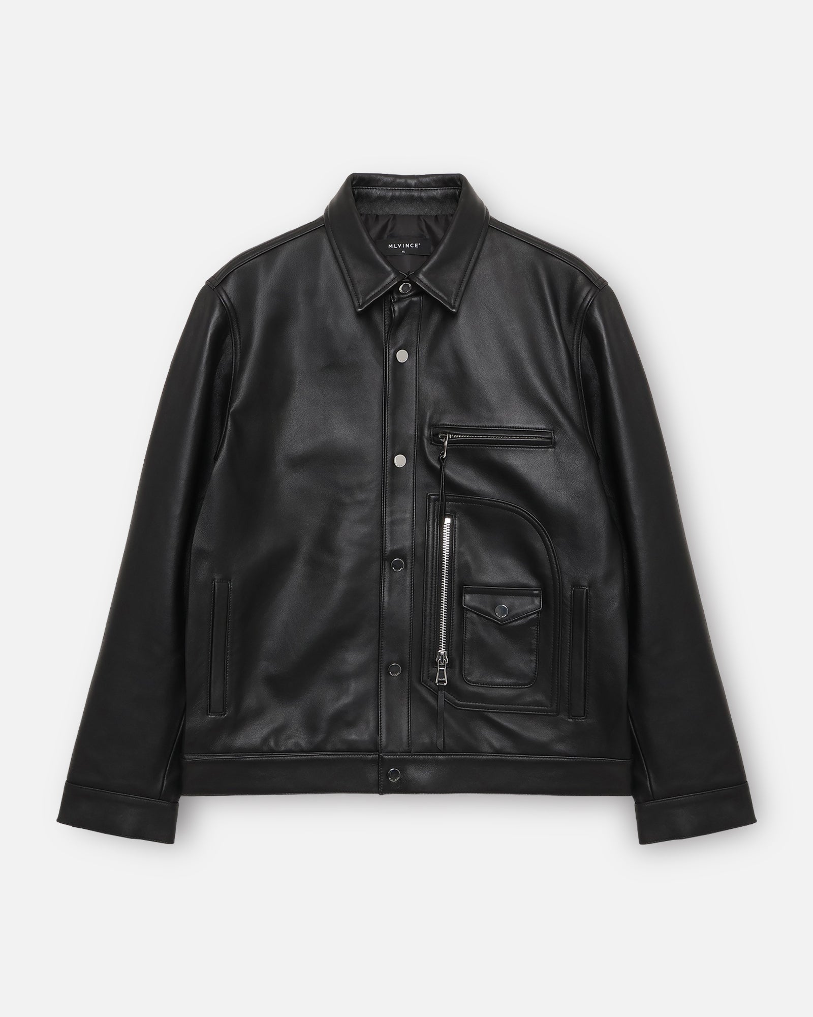 mlvince レザージャケット LEATHER BIKER SHIRT - BLACK
