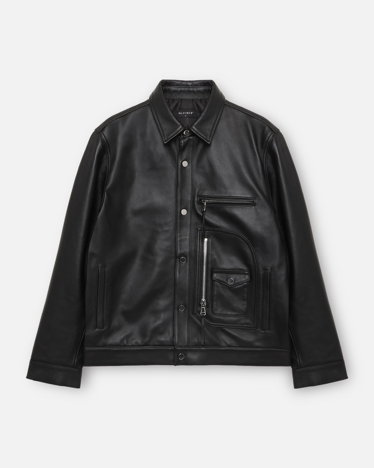 LEATHER BIKER SHIRT - BLACK