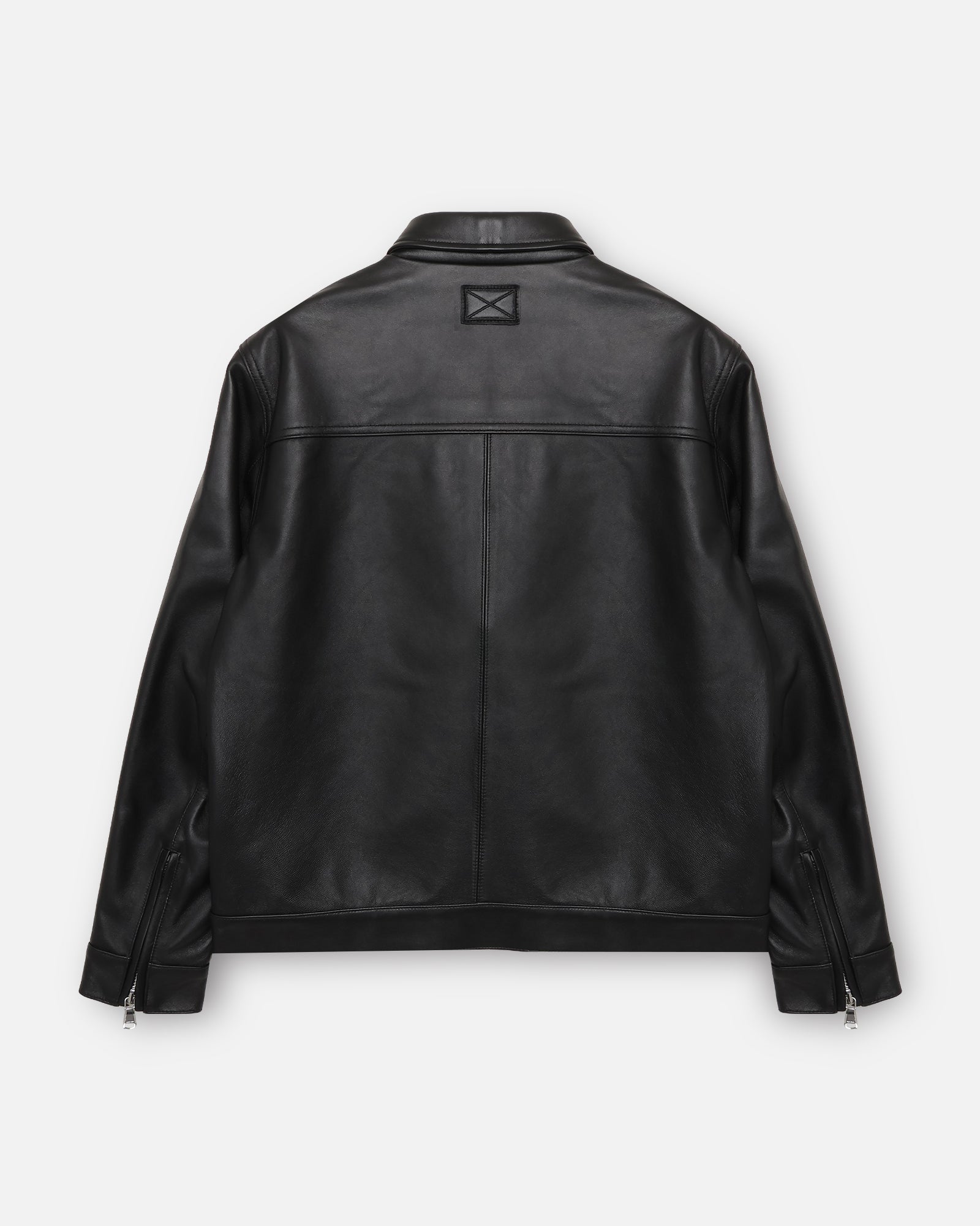 LEATHER BIKER SHIRT - BLACK