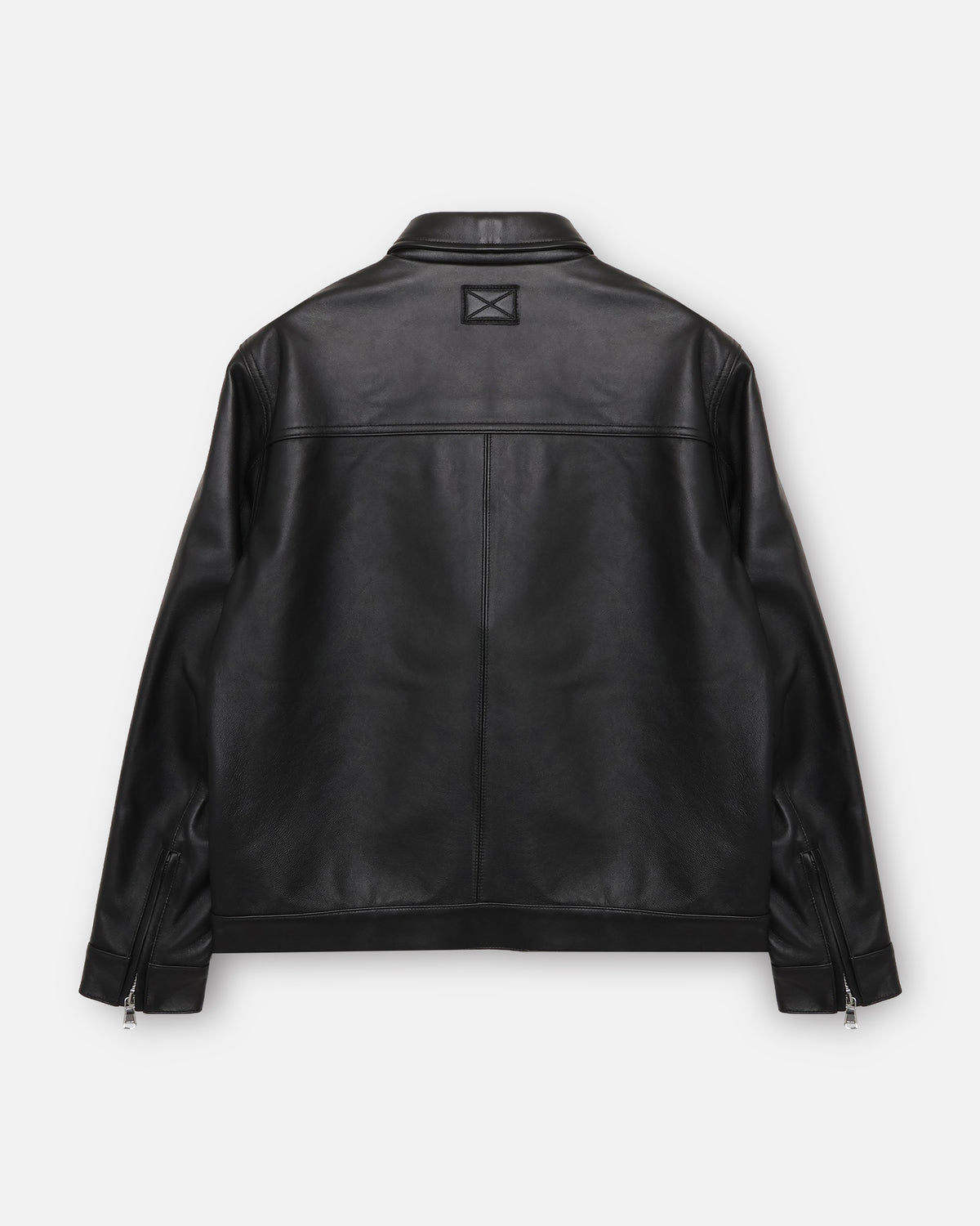 LEATHER BIKER SHIRT - BLACK