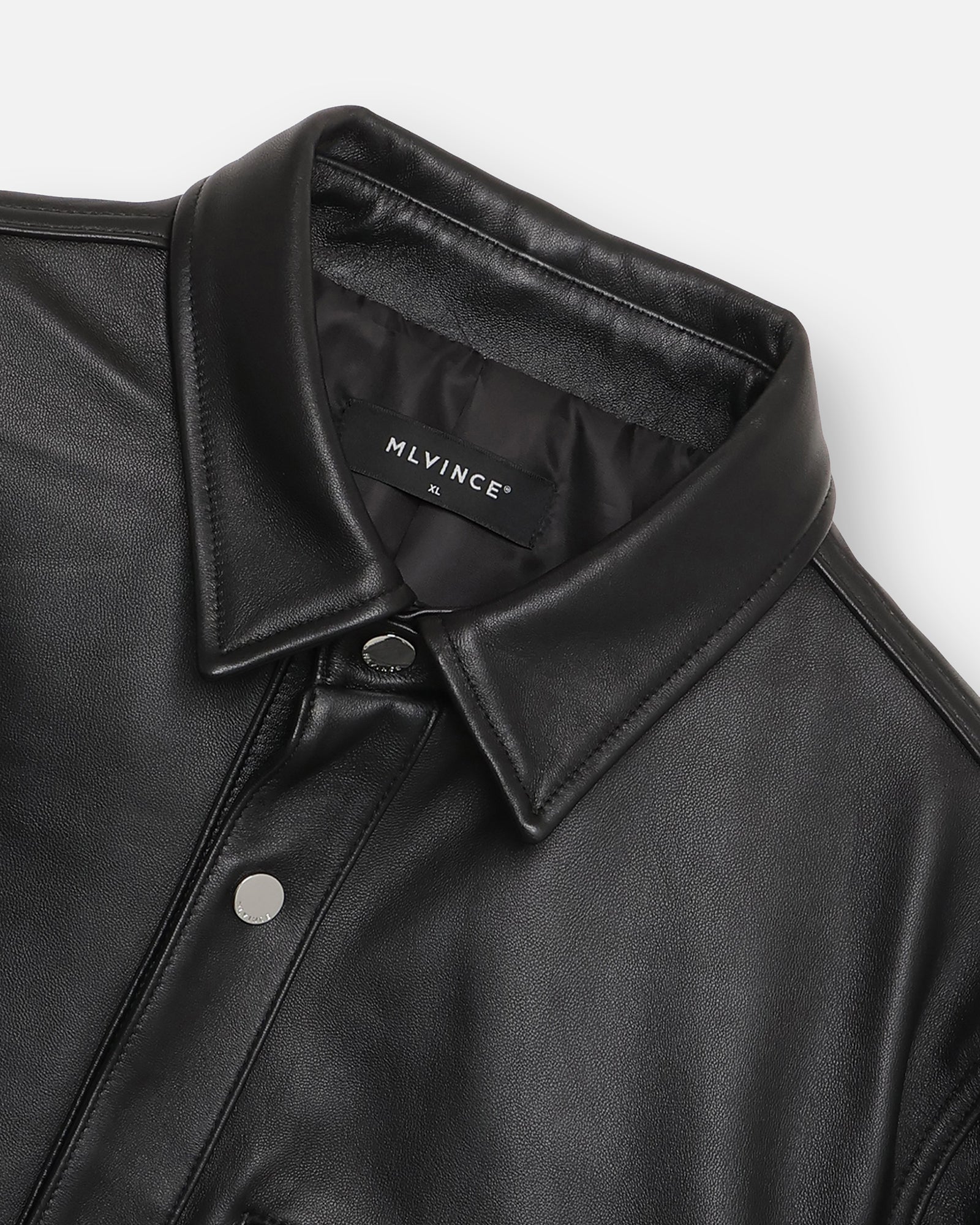 LEATHER BIKER SHIRT - BLACK