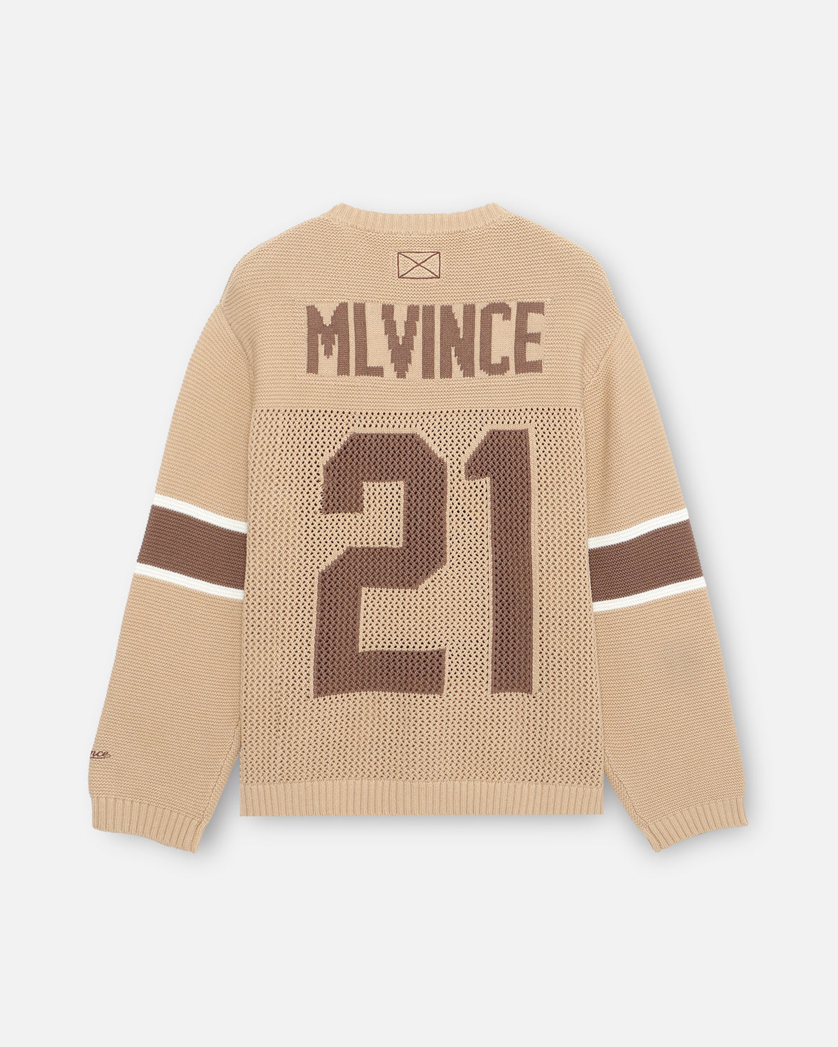 KNIT FOOTBALL TOP - BEIGE