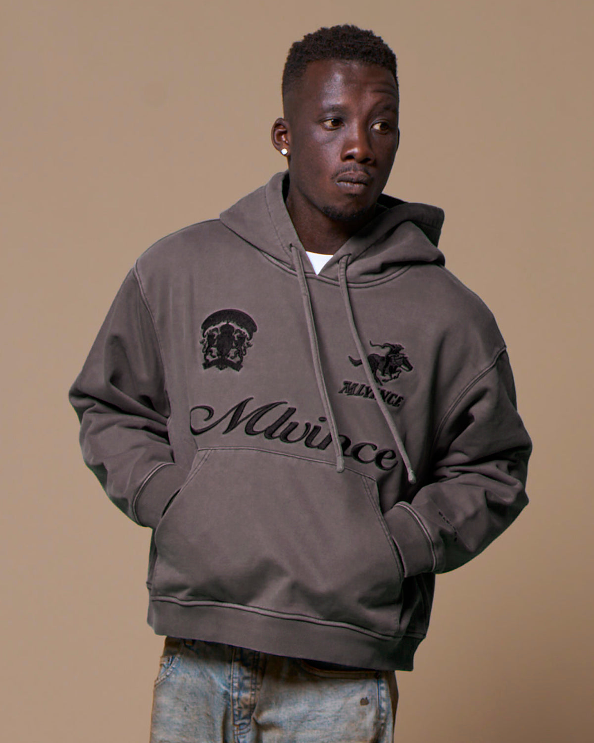 SCRIPT LOGO HOODY - CHARCOAL