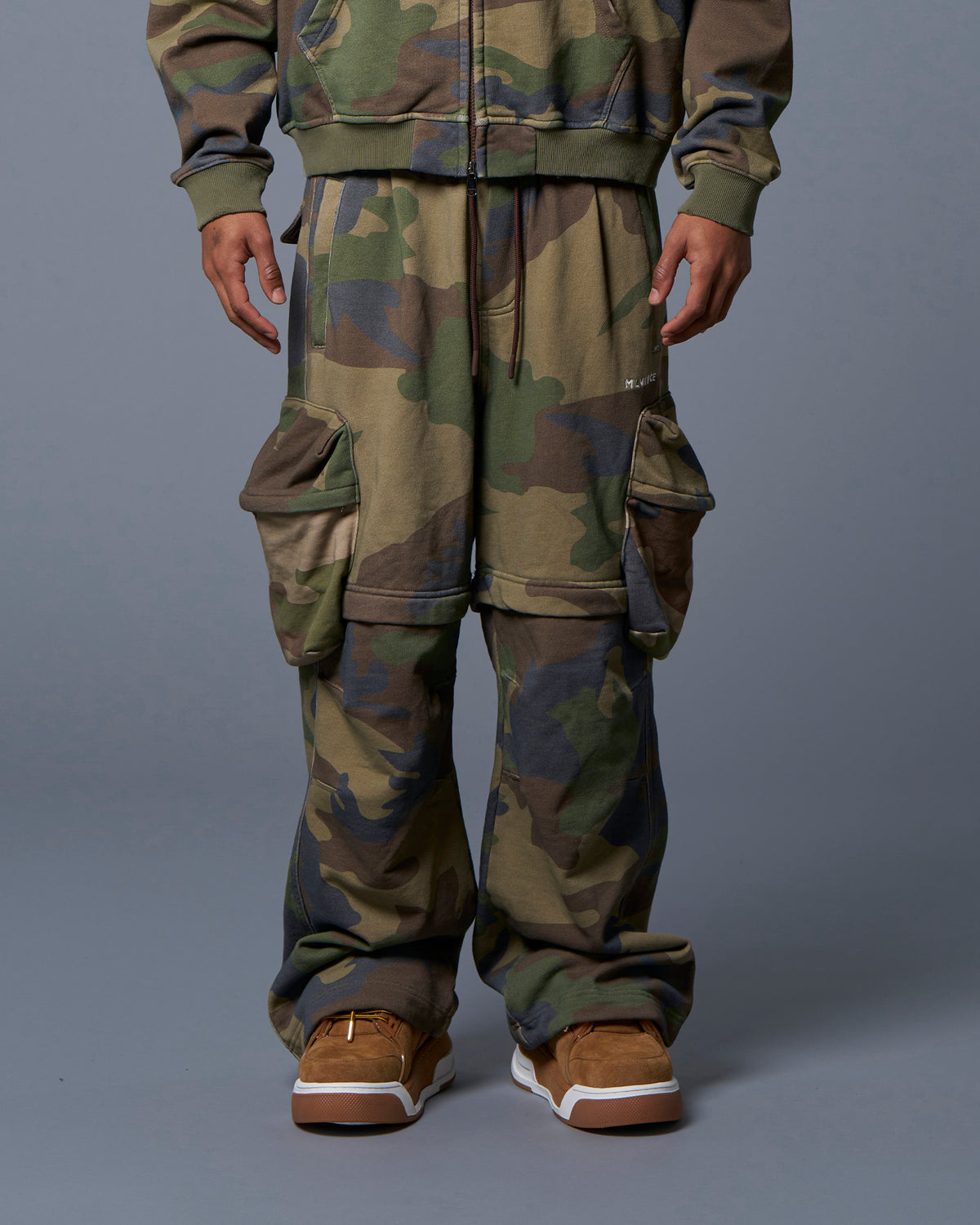 2WAY SWEAT CARGO PANTS - WOODLAND