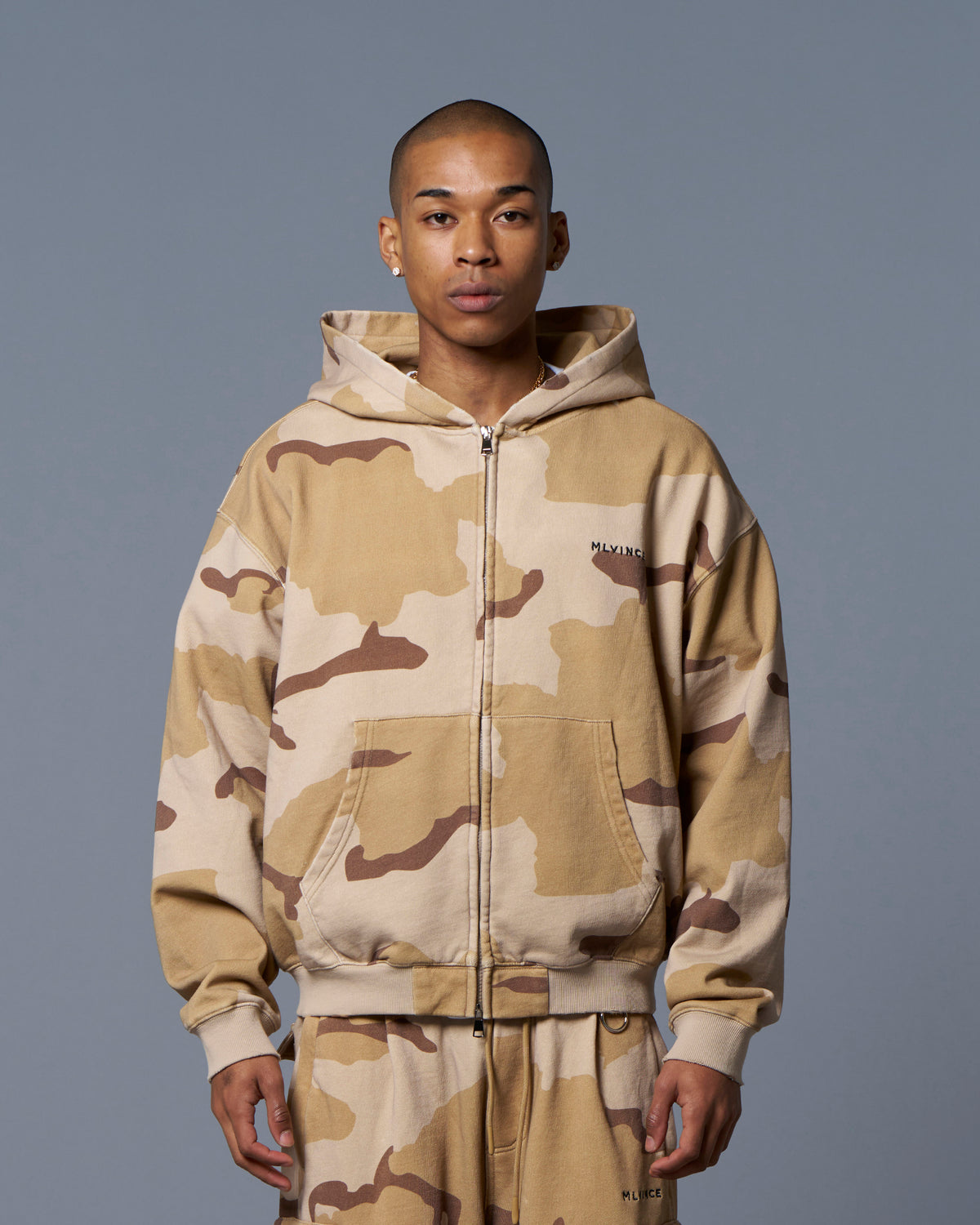 CLASSIC LOGO ZIP UP HOODY - DESERT