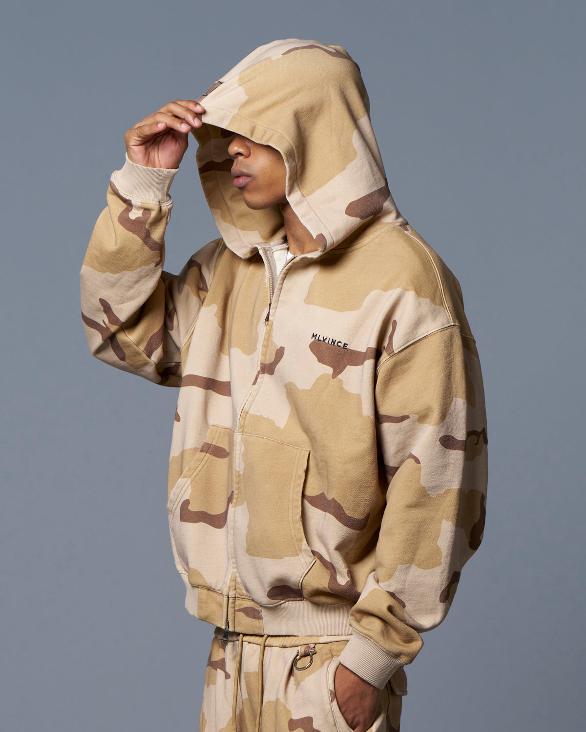 CLASSIC LOGO ZIP UP HOODY - DESERT