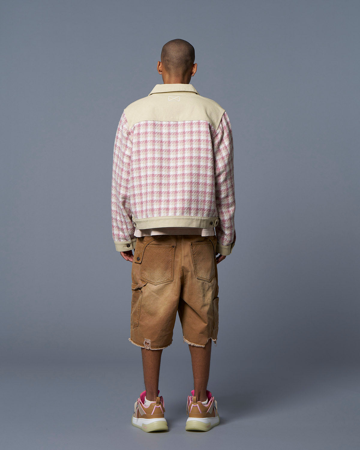 PAINTER CHECK TRUCKER JACKET - PINK