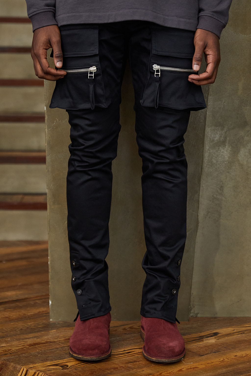 MLVINCE SLIM CARGO PANTS ブラック 30-