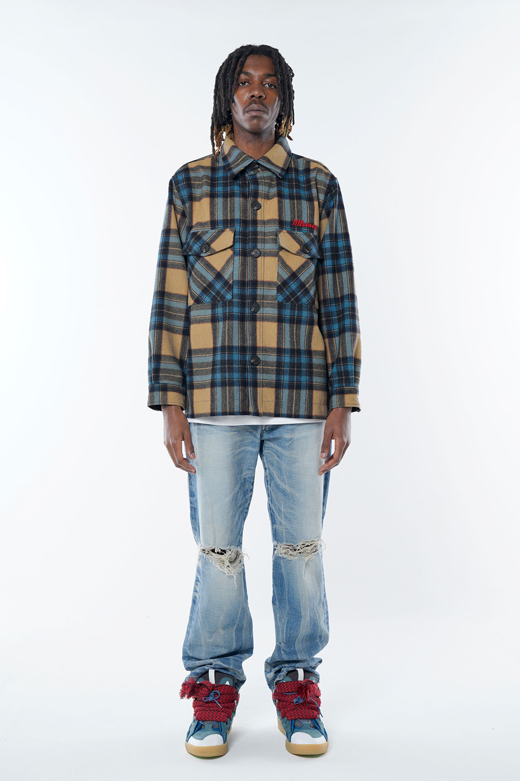 WOOL CHECK JACKET - BLUE - MLVINCE