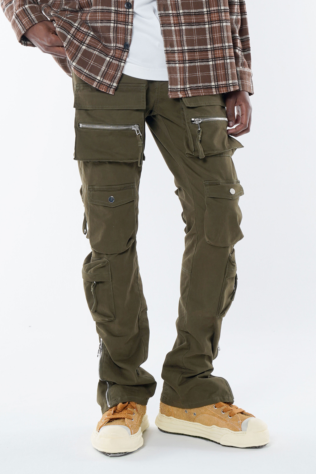 ASOS Weekend Collective parachute cargo pants with pocket in olive