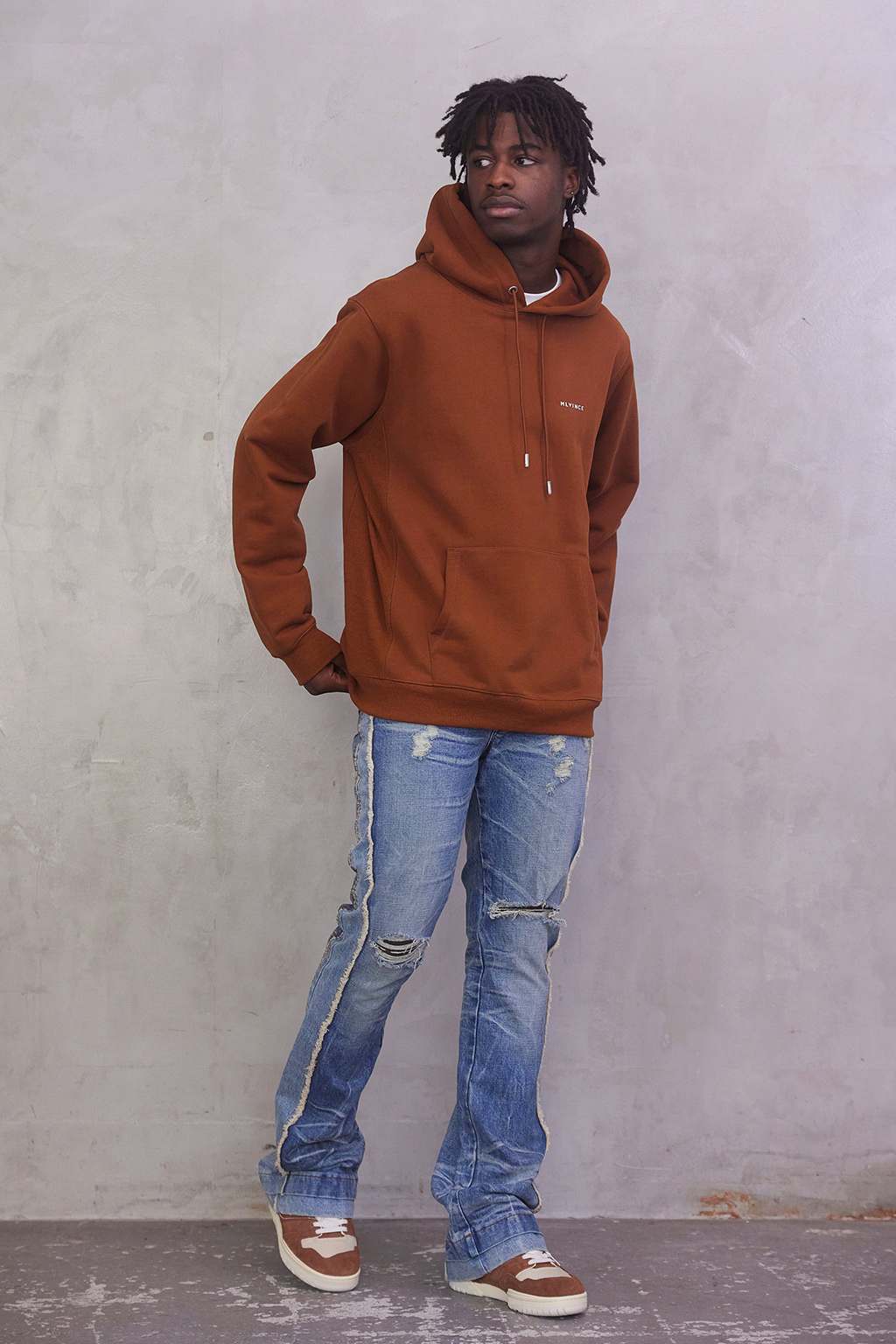 HEAVY WEIGHT CLASSIC LOGO HOODY - BROWN - MLVINCE