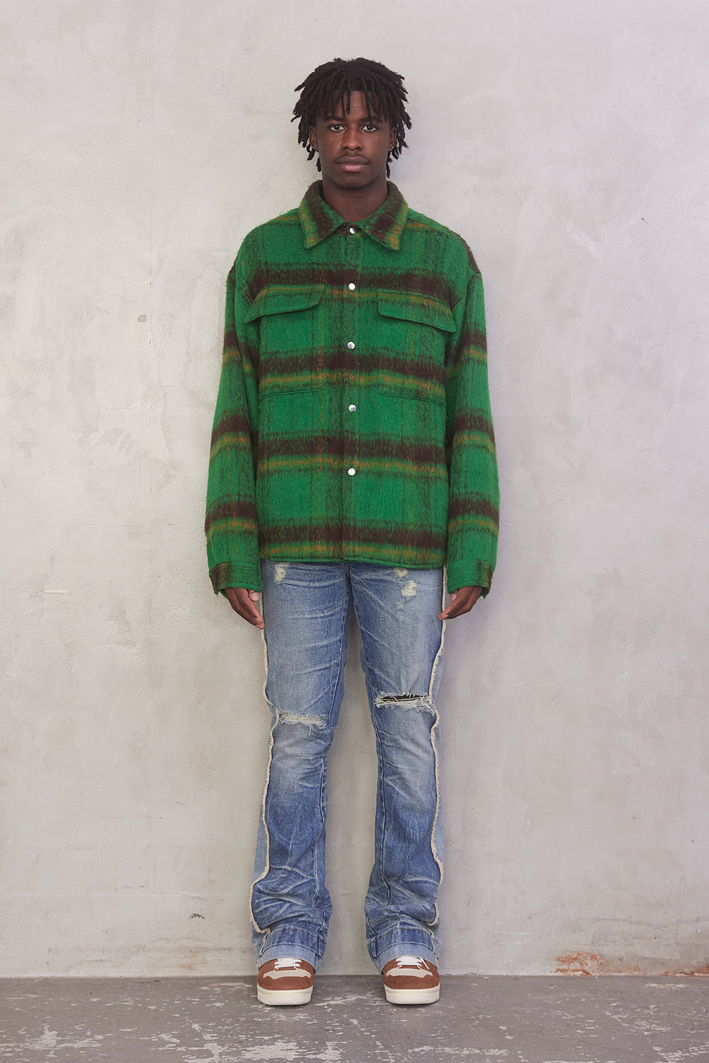 OVERSIZED CHECK JACKET - GREEN