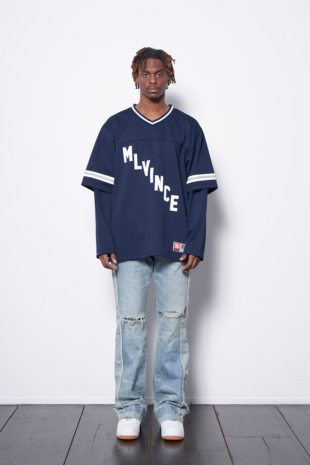 LAYERED L/S FOOTBALL SHIRT - NAVY