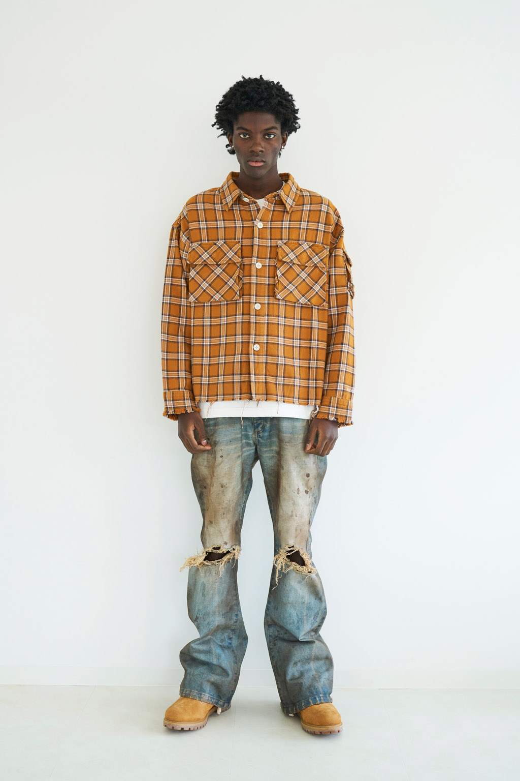 高感度ショップで2023年売れたブランド MILITARY CHECK SHIRTS - YELLOW - MLVINCE トップス