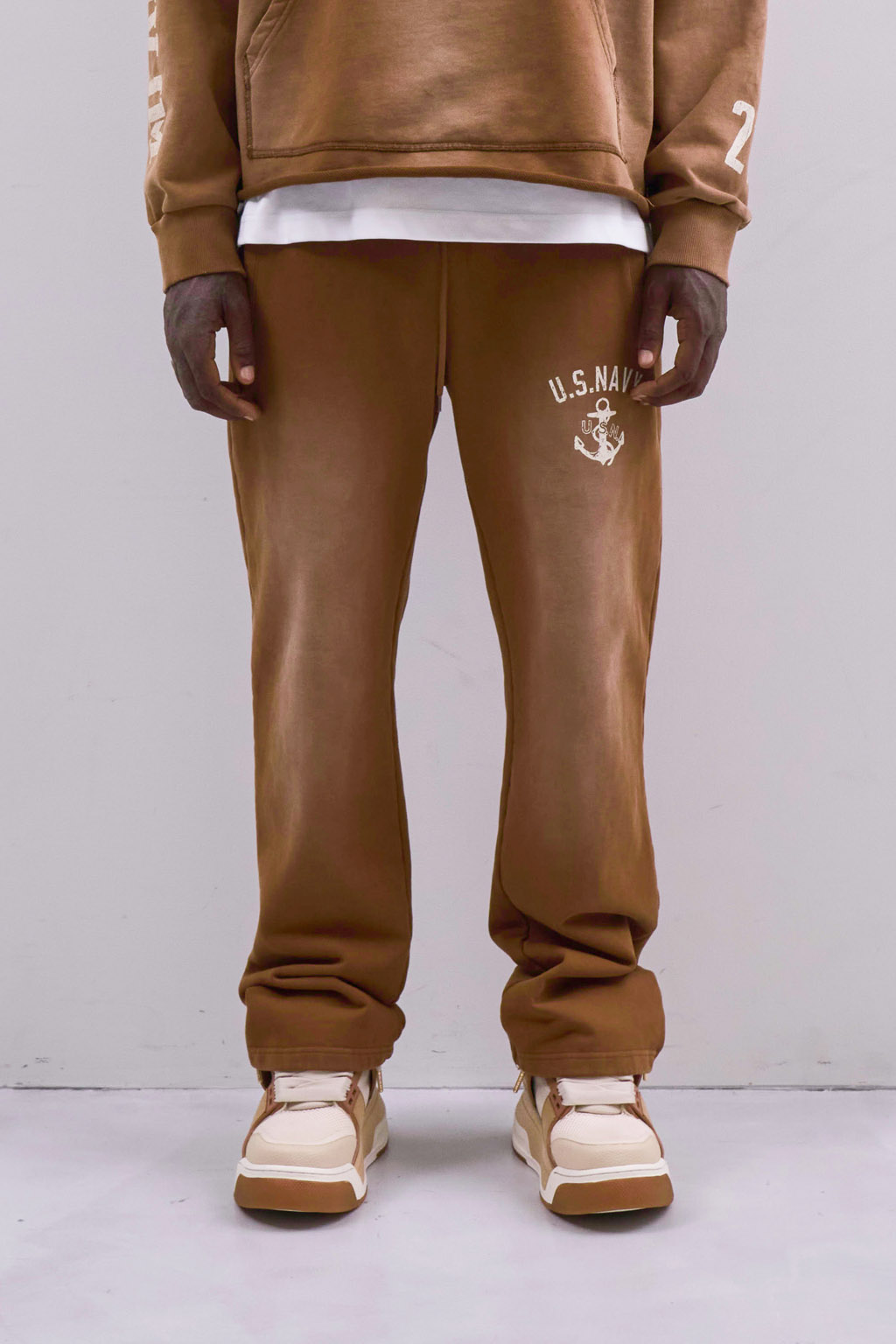 NAVY SWEAT PANTS - BROWN - MLVINCE