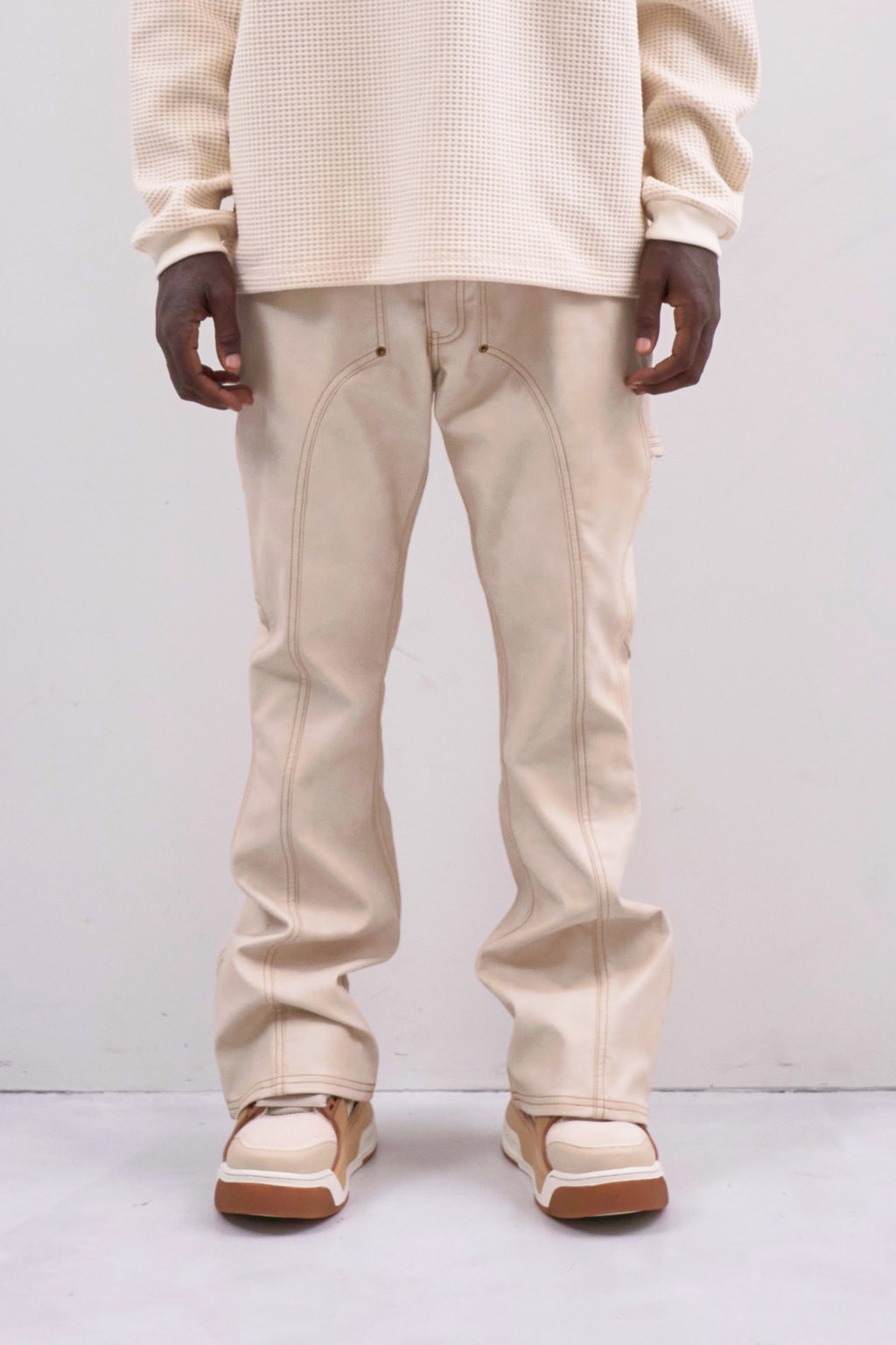 FAUX LEATHER HOLSTER PANTS - CREAM - MLVINCE