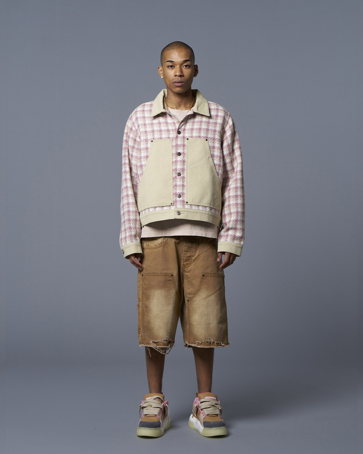 PAINTER CHECK TRUCKER JACKET - PINK - MLVINCE
